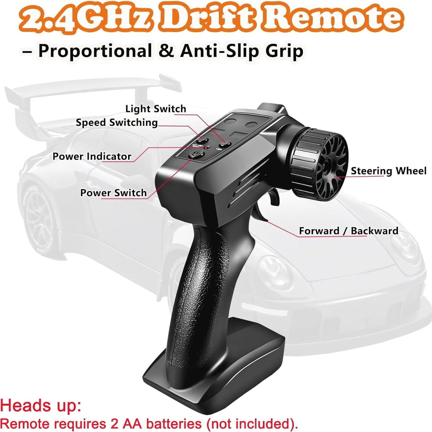 Coche RC Drift 1:24 Wo Hua con Luces LED y 2 Baterías