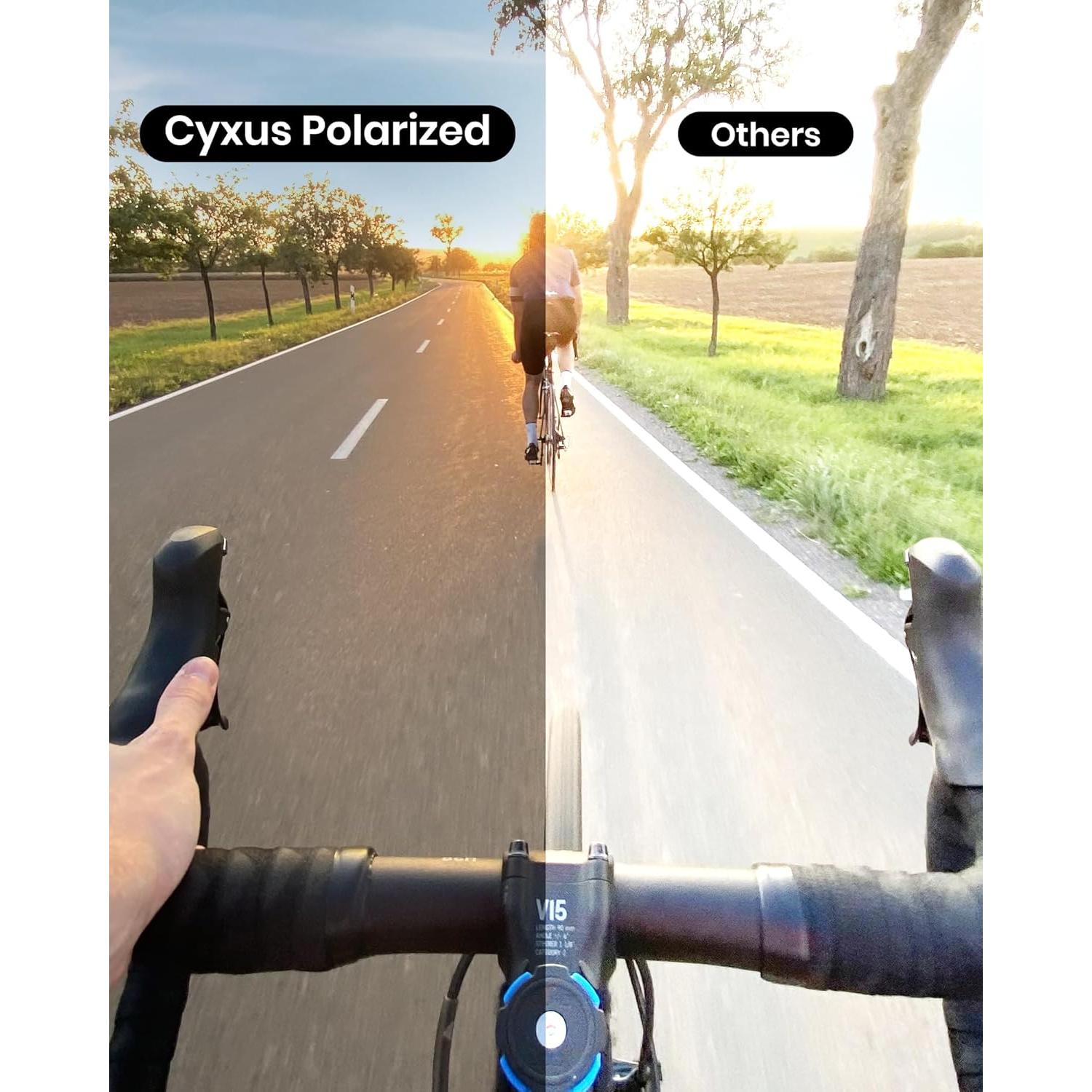 Cyxus One-Piece Lens Cycling Running Glasses for Men Women Polarized Sunglasses Lightweight Wraparound Fit for Sport P1178