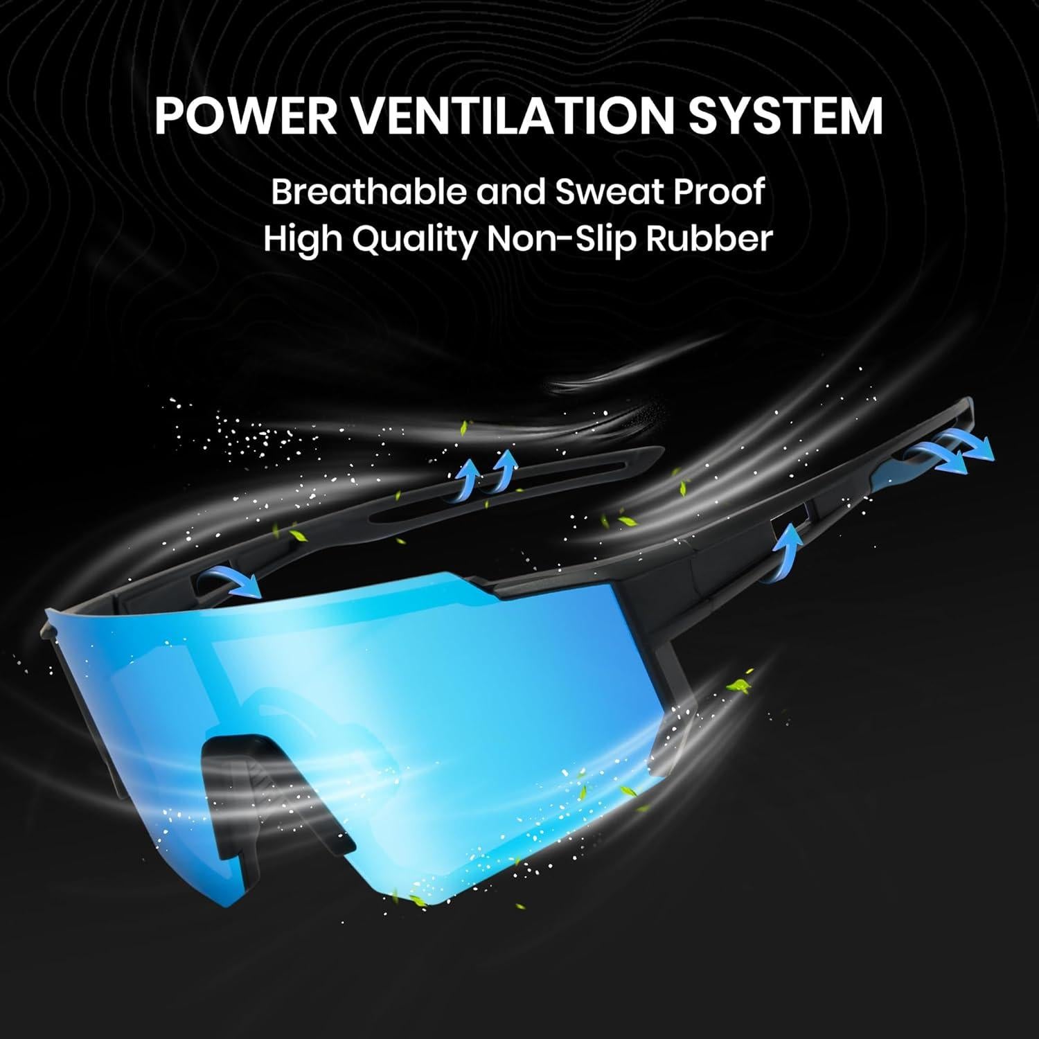 Cyxus One-Piece Lens Cycling Running Glasses for Men Women Polarized Sunglasses Lightweight Wraparound Fit for Sport P1178