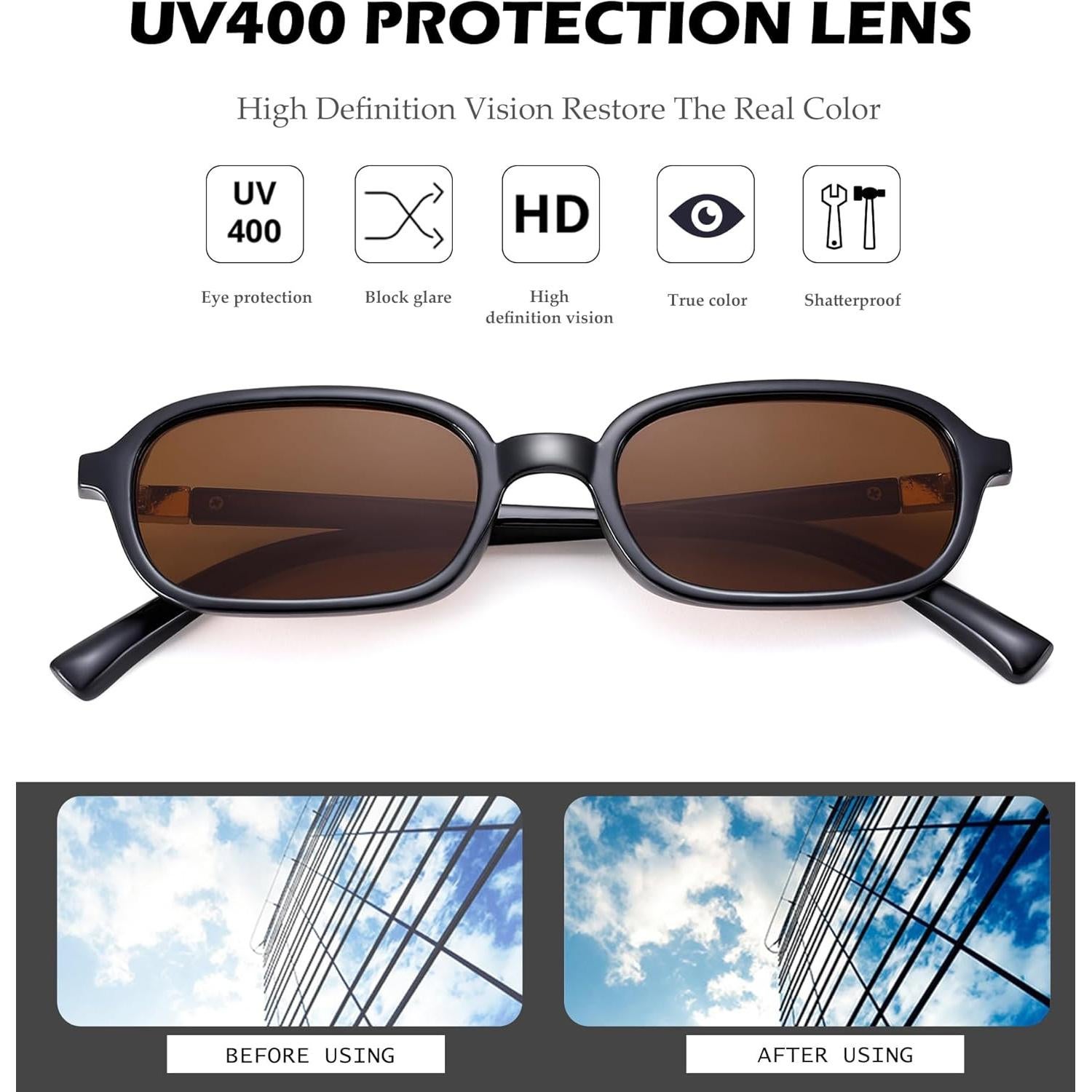 Gafas de Sol Rectangulares NULOOQ para Mujeres UV400