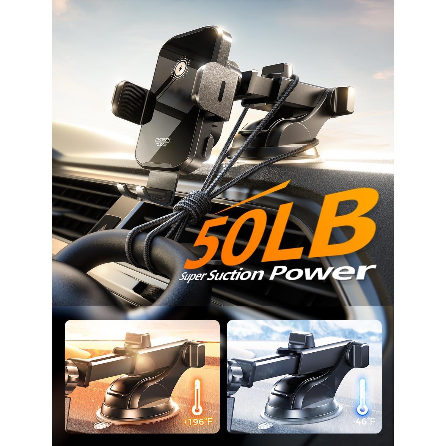 Soporte Carga Inalámbrica CHGeek 15W Automóvil Negro