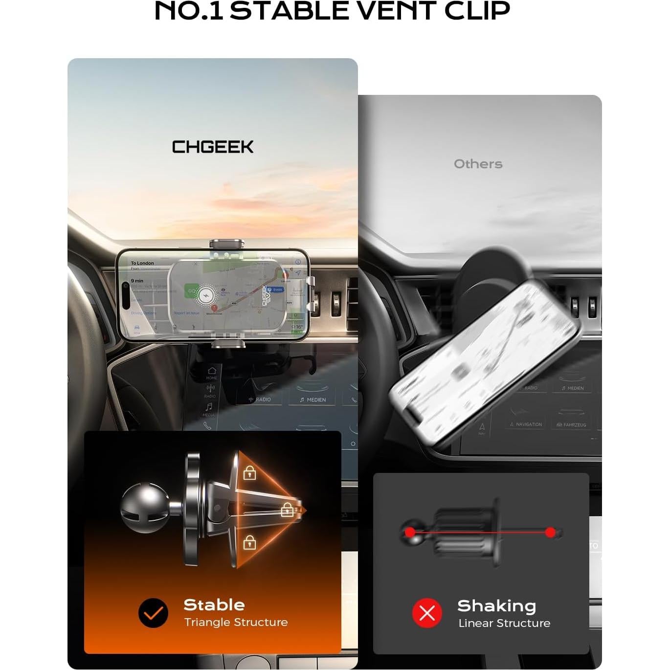 Soporte Carga Inalámbrica CHGeek 15W Automóvil Negro