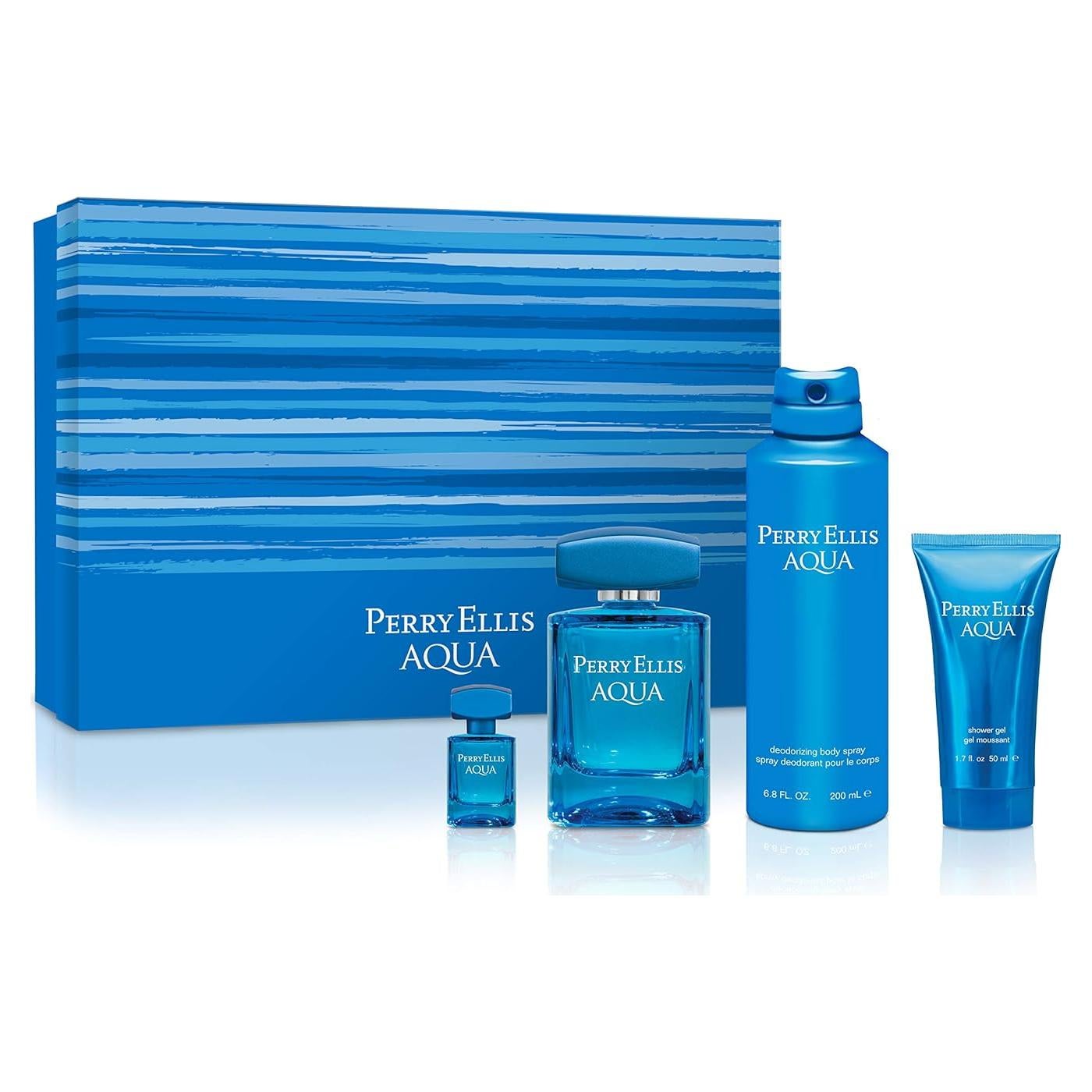 Set de Regalo Perry Ellis Aqua para Hombres 4 Piezas