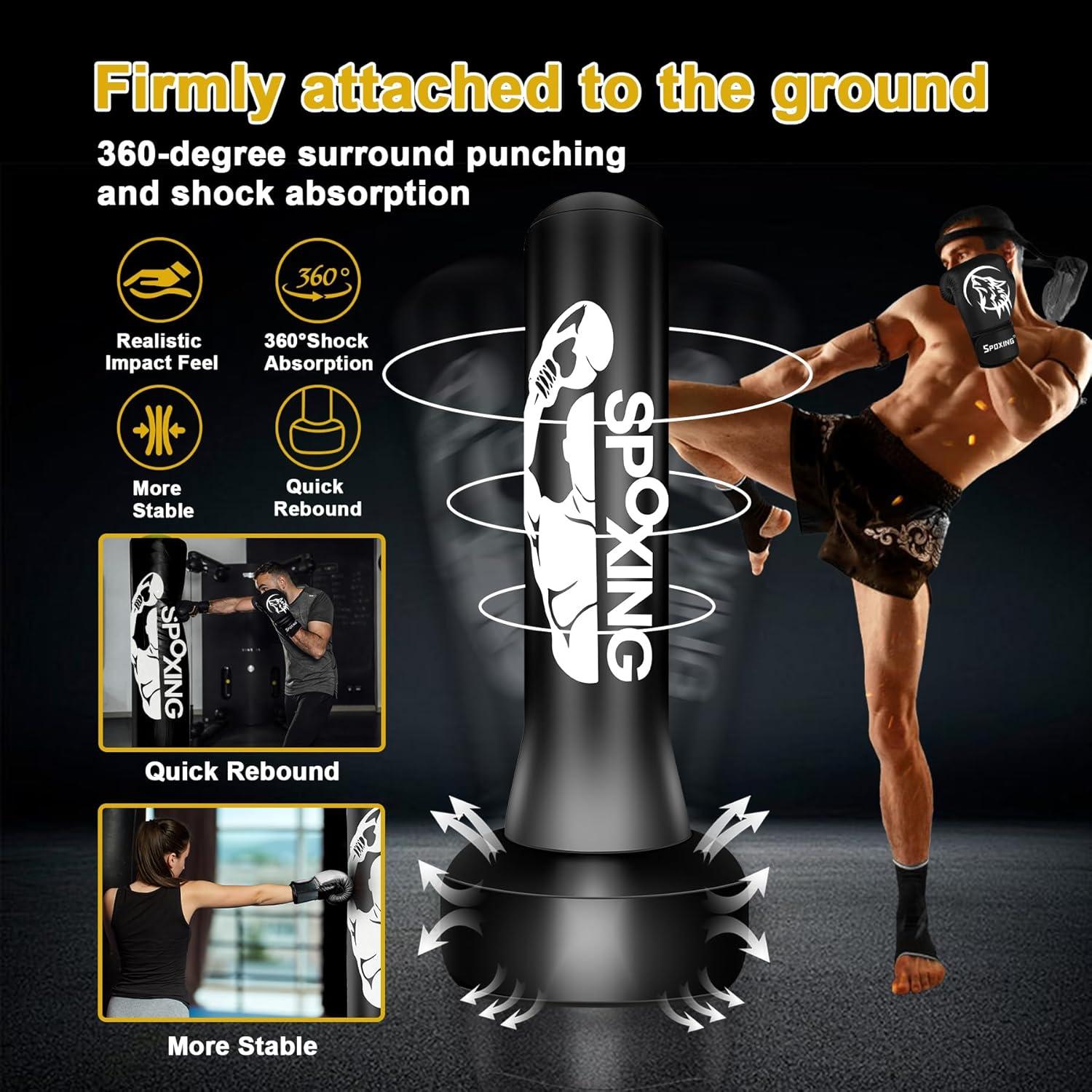 Saco de Boxeo Independiente SPOXING 70 cm con Guantes y Bomba