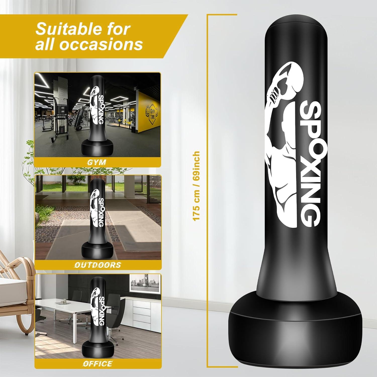 Saco de Boxeo Independiente SPOXING 70 cm con Guantes y Bomba