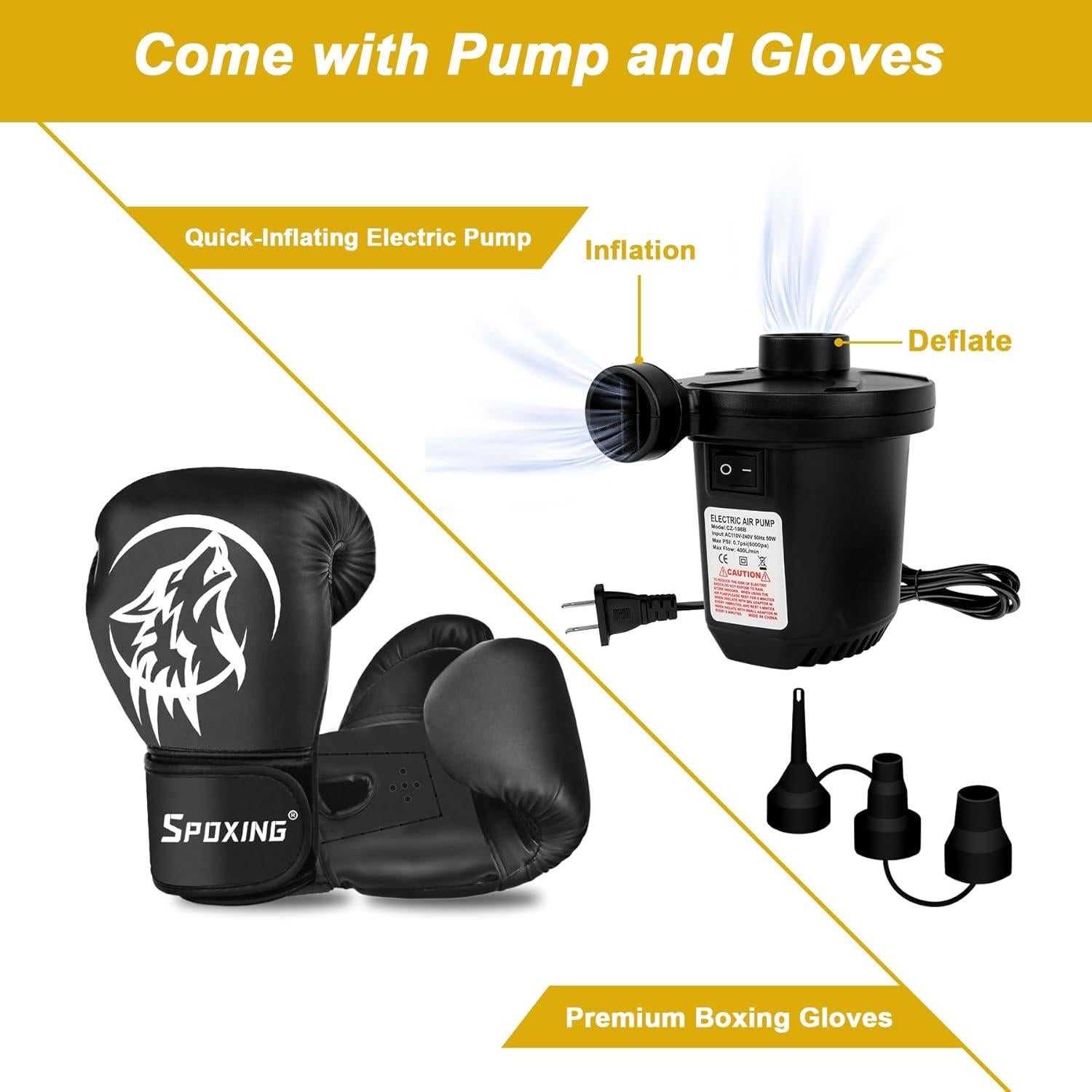 Saco de Boxeo Independiente SPOXING 70 cm con Guantes y Bomba