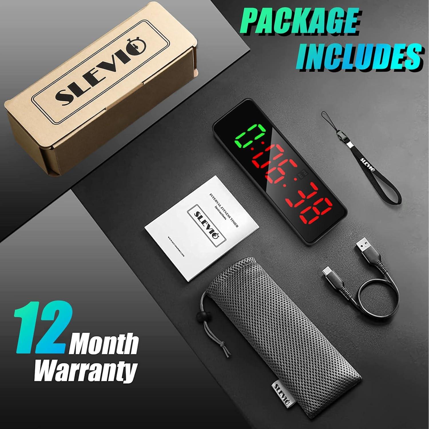 Temporizador de Gimnasio SLEVIO Compacto LED 6.9" Negro