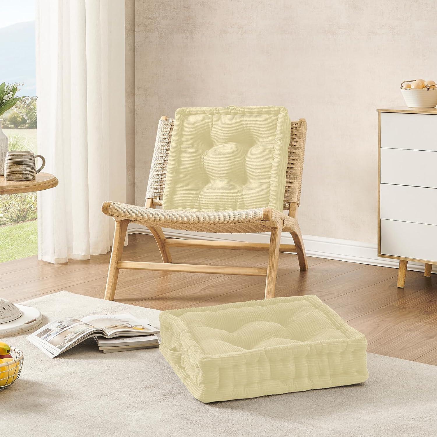 Cojín de Suelo Wellsin Cuadrado 50.8x50.8 cm Beige Acolchado