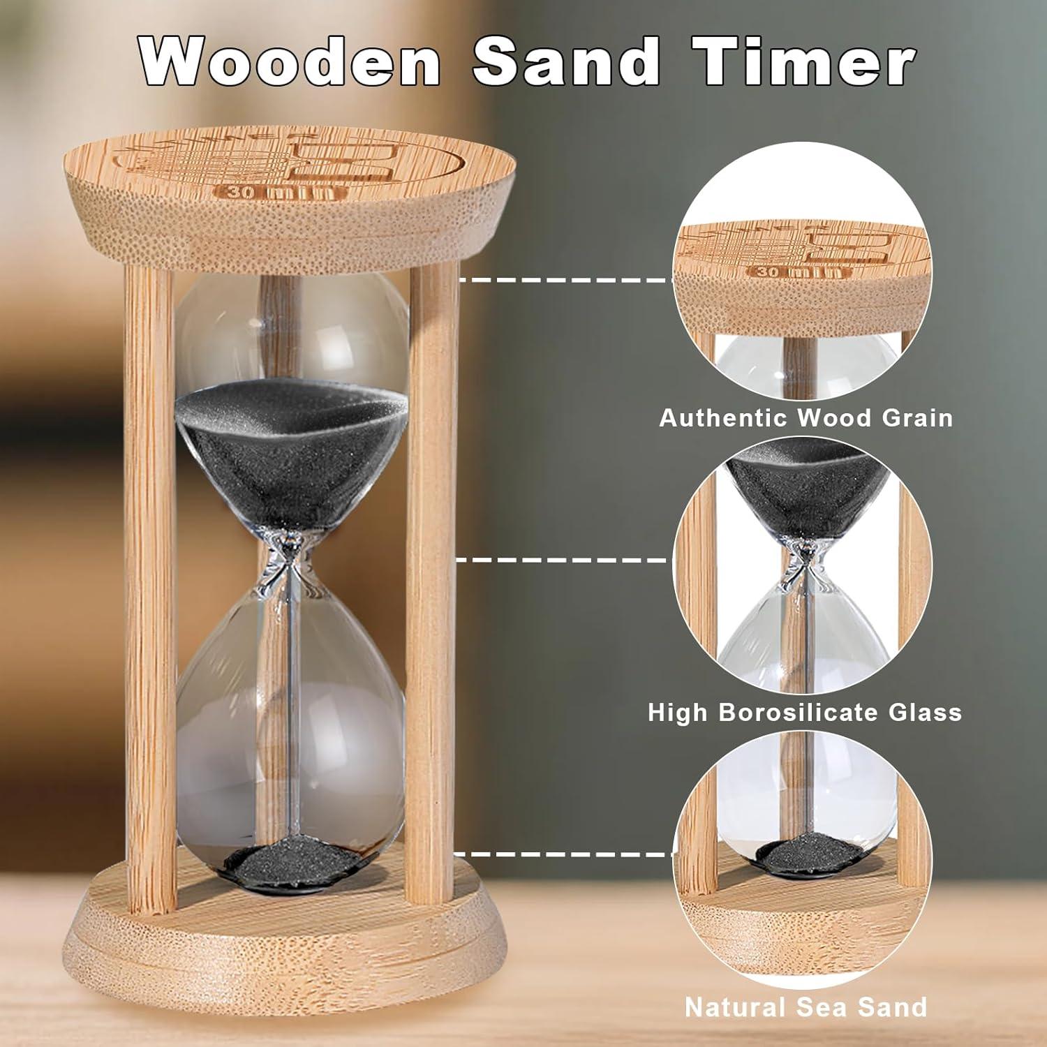 Reloj de Arena de Madera YLTIMER 5 Minutos Negro para Meditación