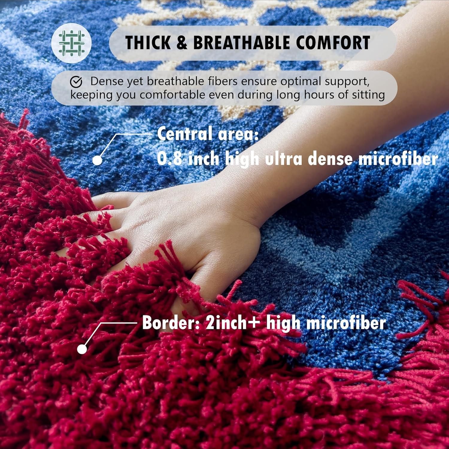 Alfombra de Meditación Premium ChezArtemis 91x91 cm Burdeos/Azul