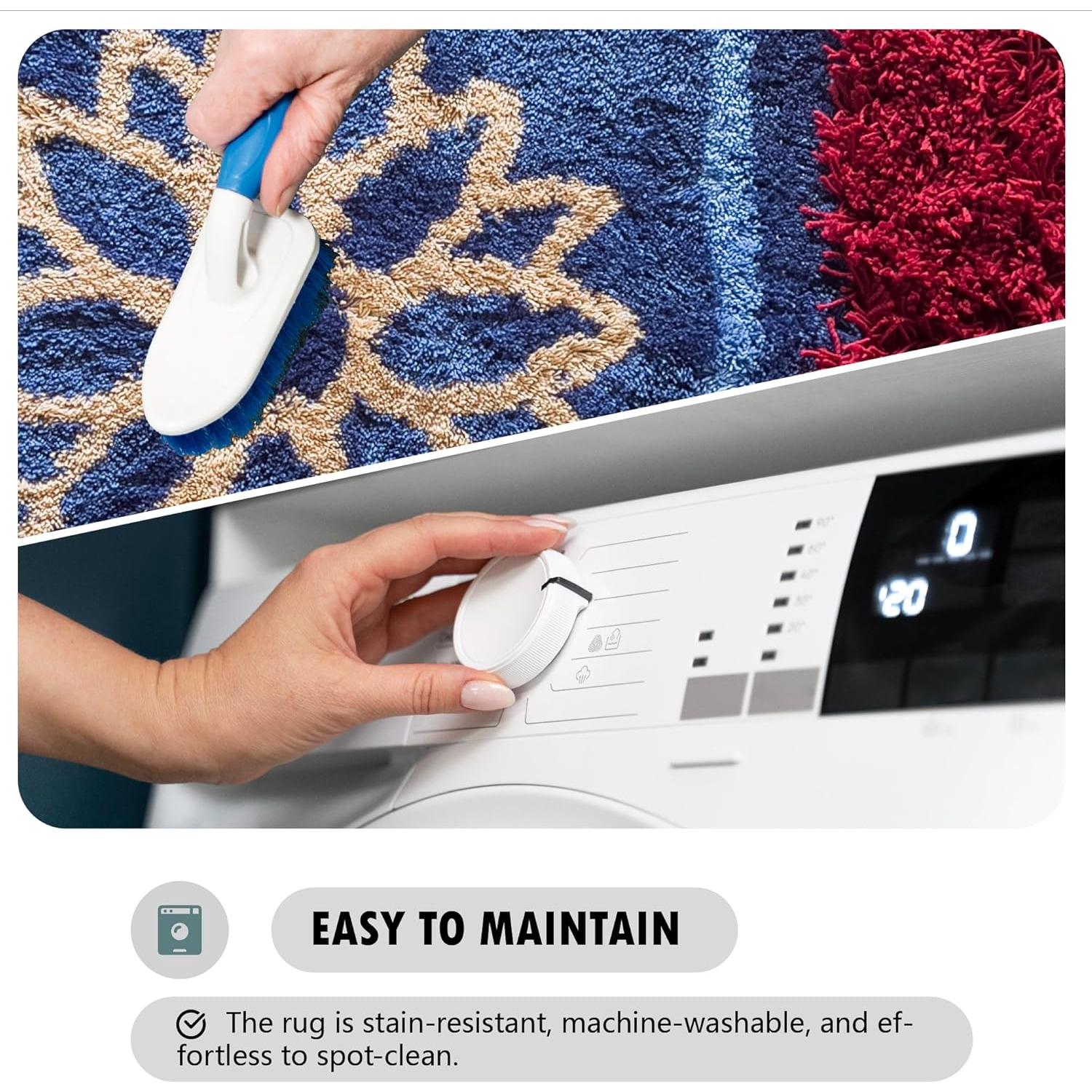 Alfombra de Meditación Premium ChezArtemis 91x91 cm Burdeos/Azul