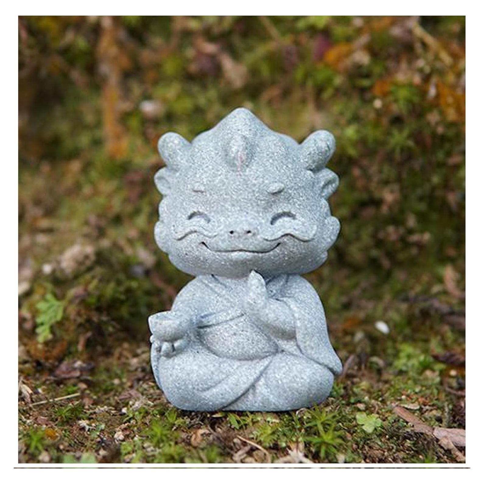 Figurita de Dragón Meditador Zen Kelankly 5.8cm Gris