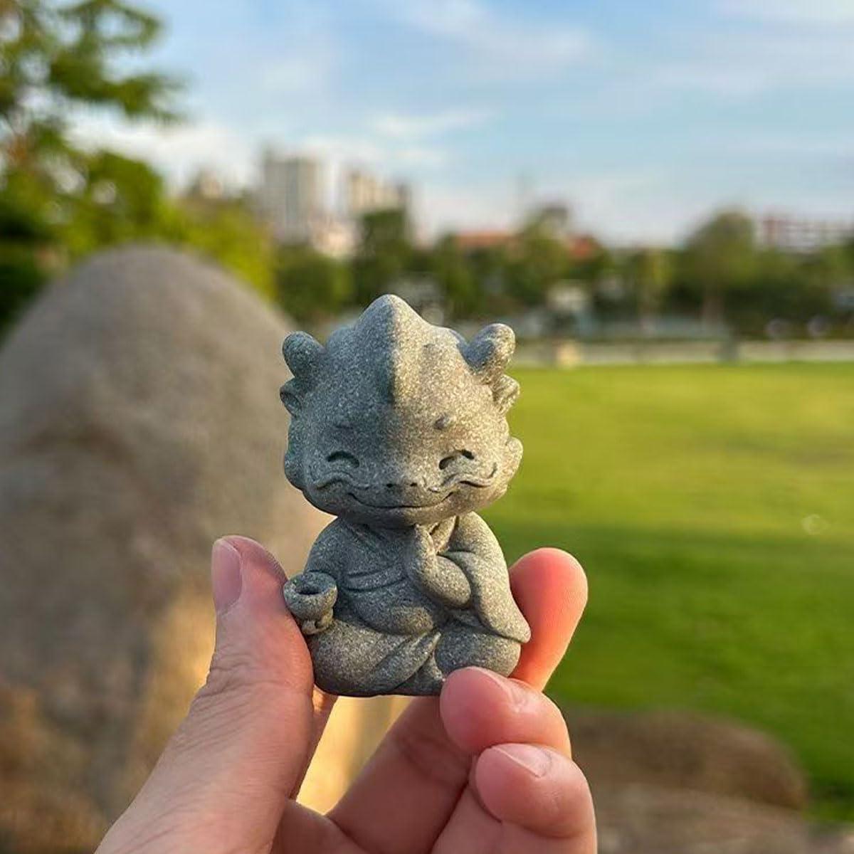 Figurita de Dragón Meditador Zen Kelankly 5.8cm Gris