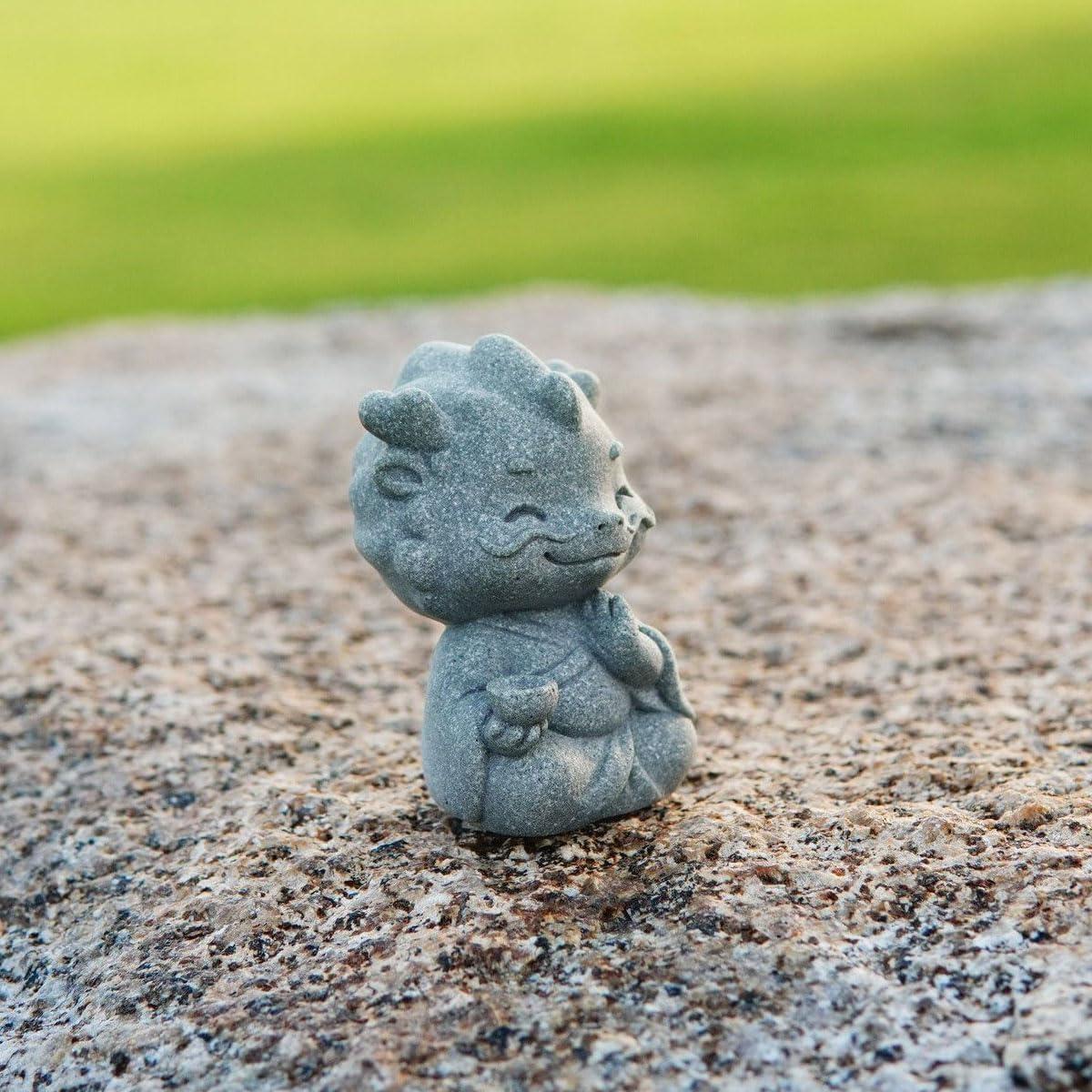 Figurita de Dragón Meditador Zen Kelankly 5.8cm Gris