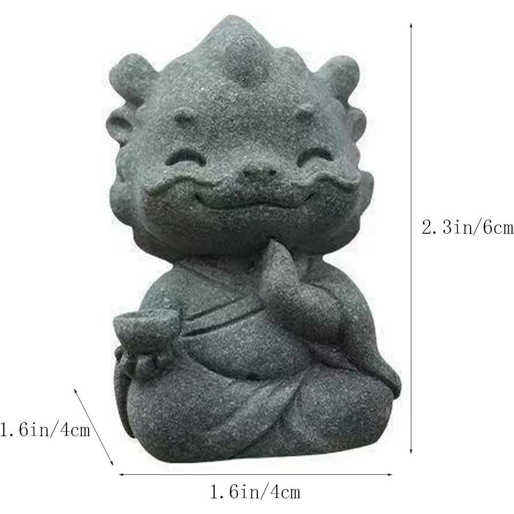 Figurita de Dragón Meditador Zen Kelankly 5.8cm Gris