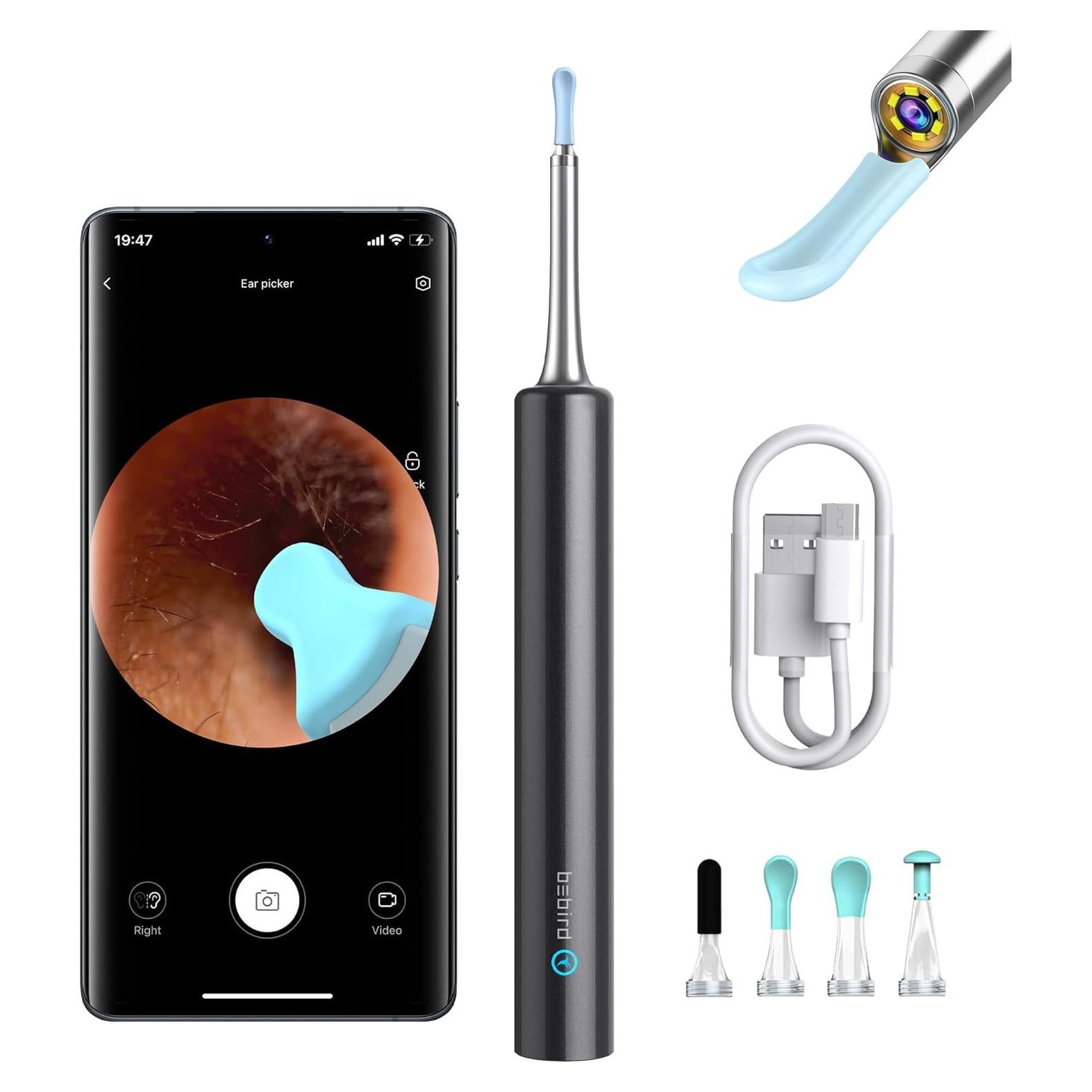 BEBIRD Limpiador de Oídos con Cámara 5MP 1080P y LED