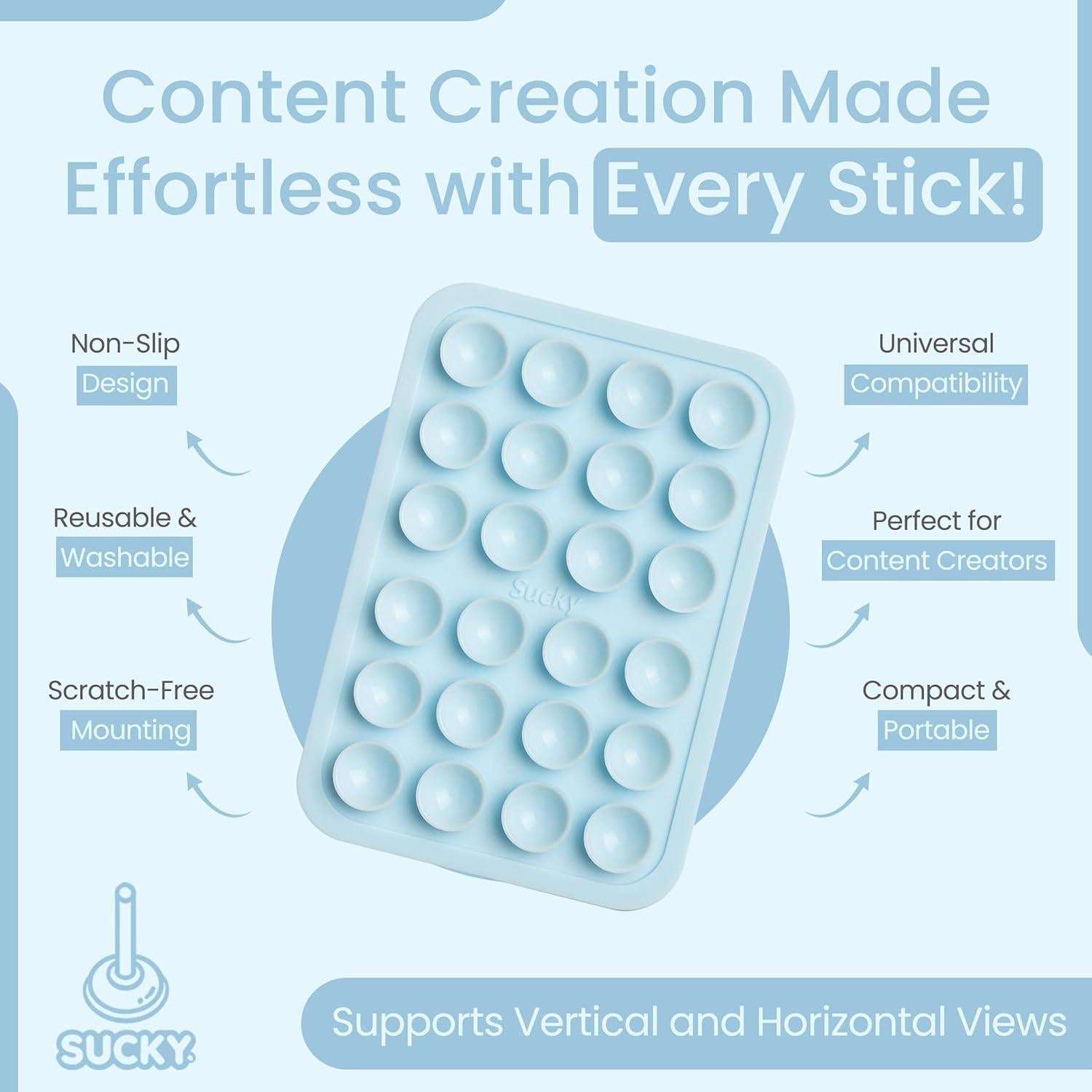 Soporte de Teléfono Sucky - Silicona Azul Bebé - Manos Libres