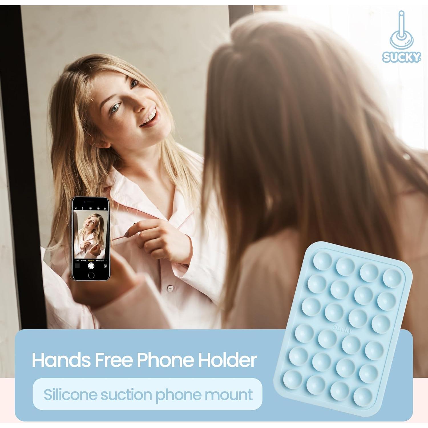 Soporte de Teléfono Sucky - Silicona Azul Bebé - Manos Libres