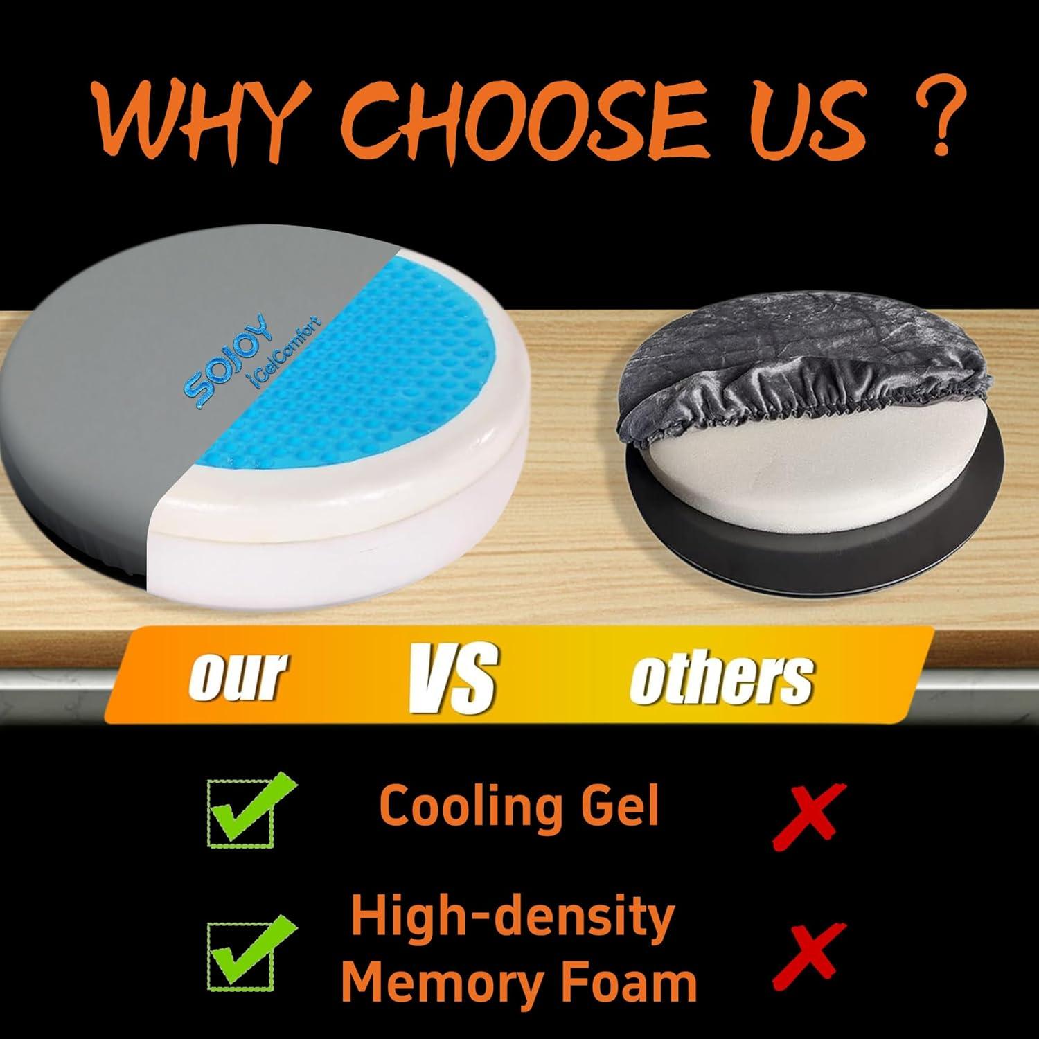 Cojín Giratorio Sojoy SJ164A0 con Gel y Espuma Viscoelástica 34 cm