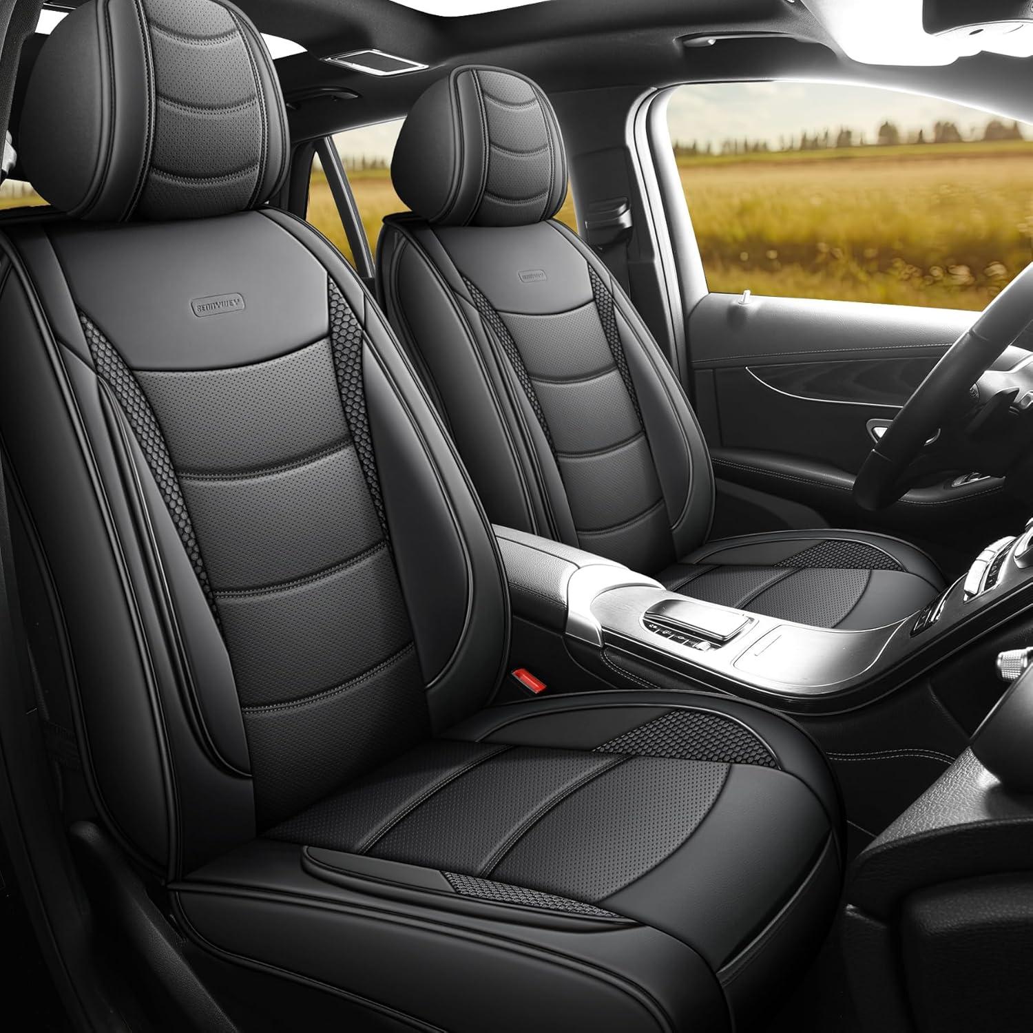 Fundas de Asiento Delantero Universales YOTRUTH de Cuero Sintético Negro