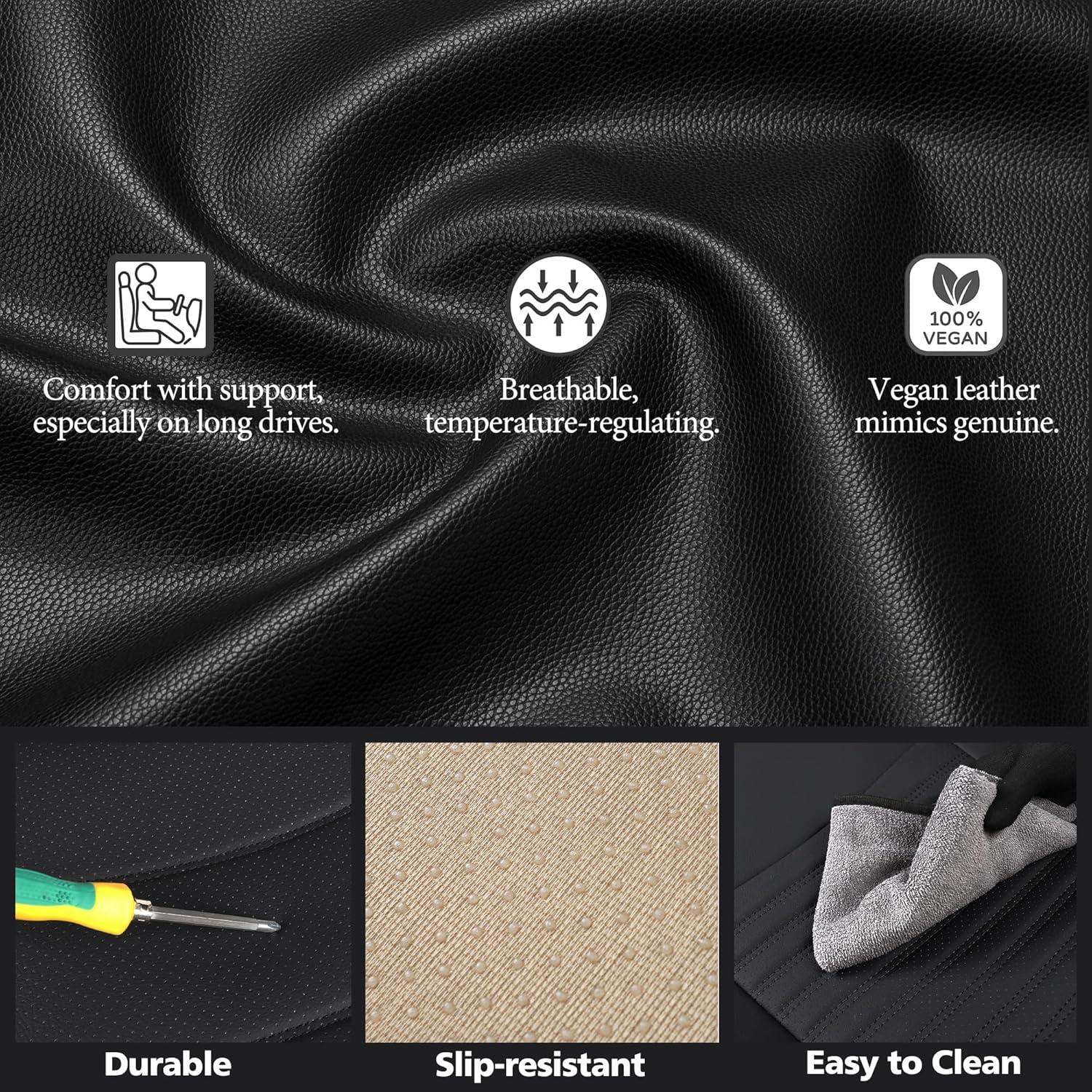 Fundas de Asiento Delantero Universales YOTRUTH de Cuero Sintético Negro