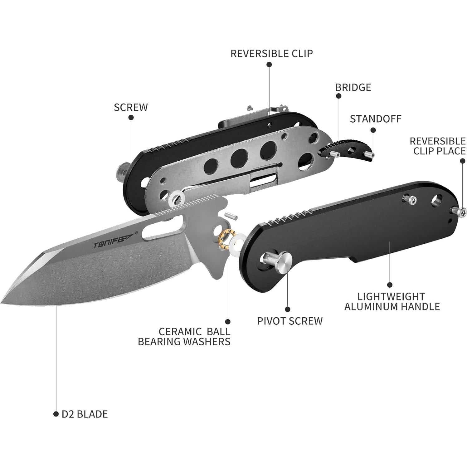Cuchillo Plegable EDC TONIFE CKT9205 Acero D2 Mango Aluminio