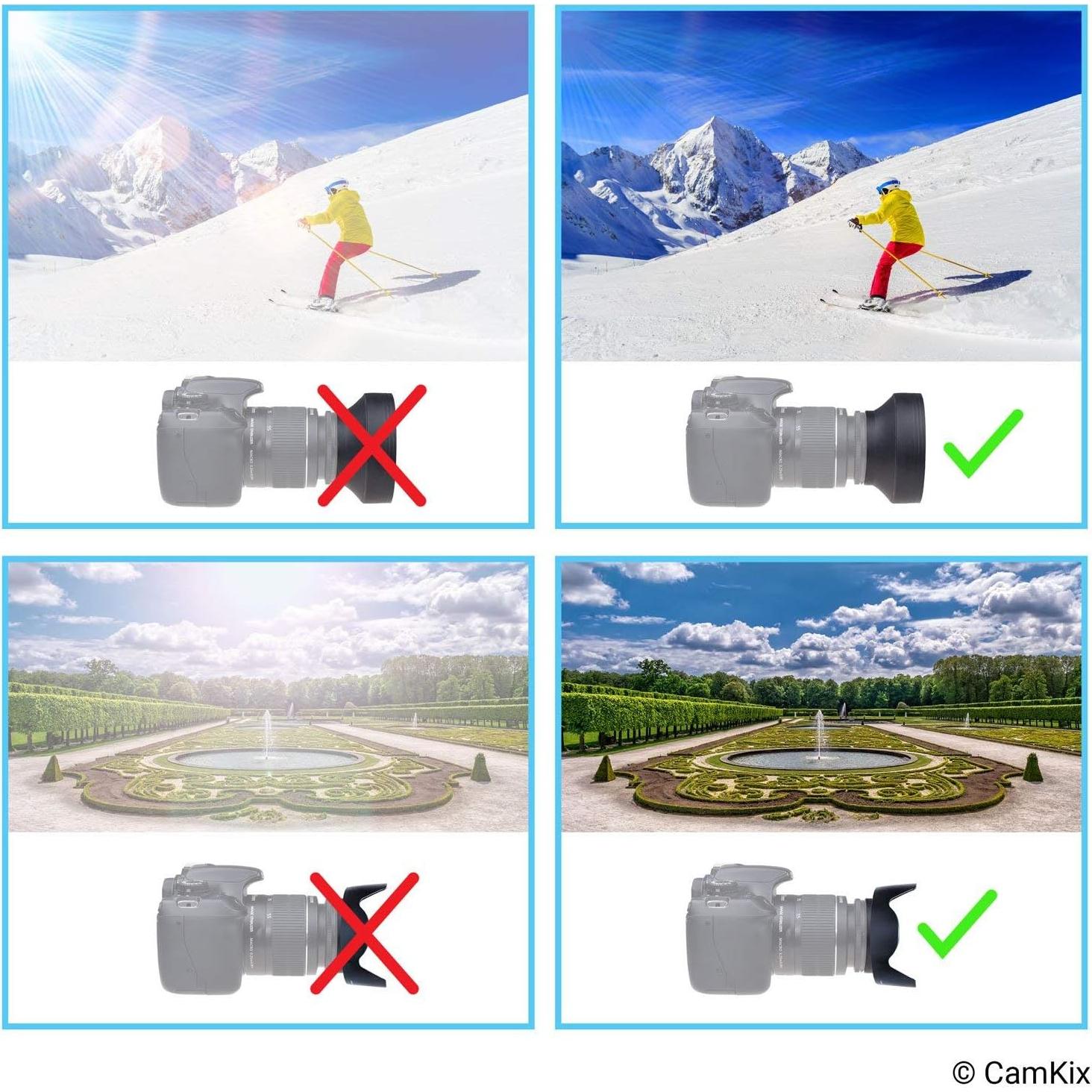 Juego de 2 parasoles de lente 55 mm CamKix - Goma Plegable