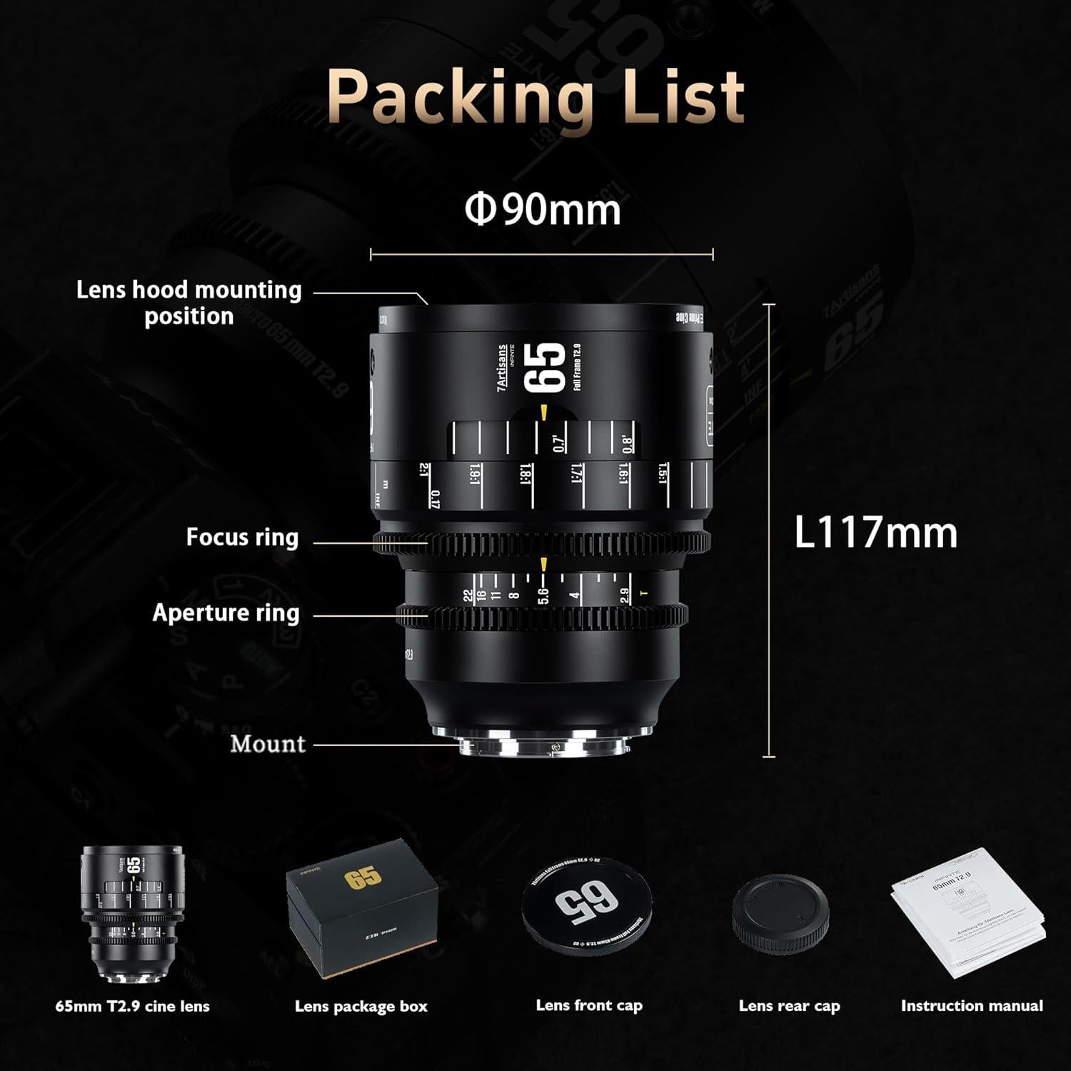 Lente de Cine 7artisans 65mm T2.9 Full Frame 2X Macro Nikon Z