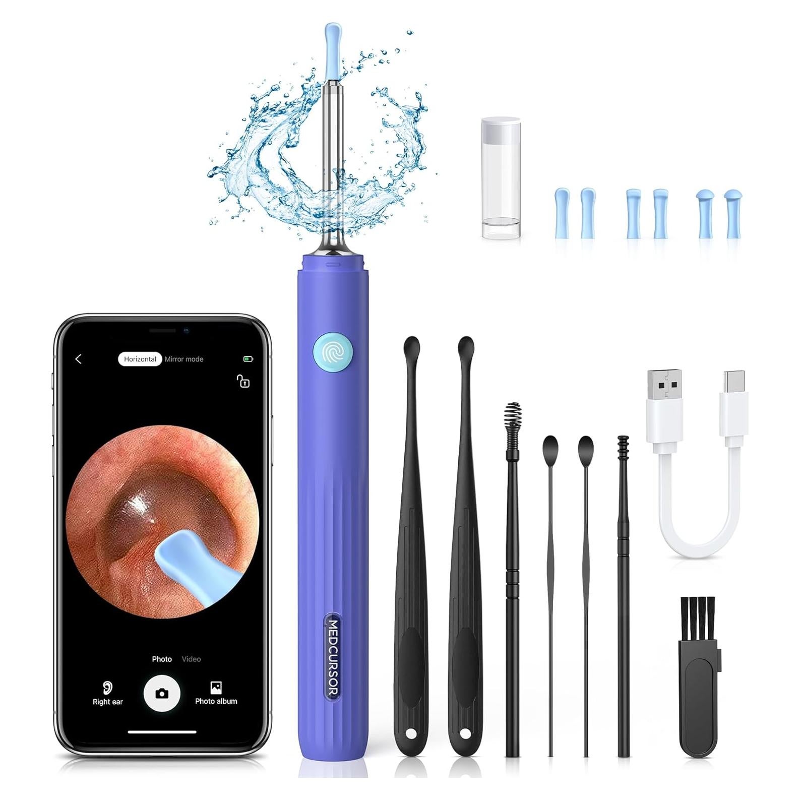 Limpiador de Oídos Medcursor con Cámara 1080P y 6 Puntas