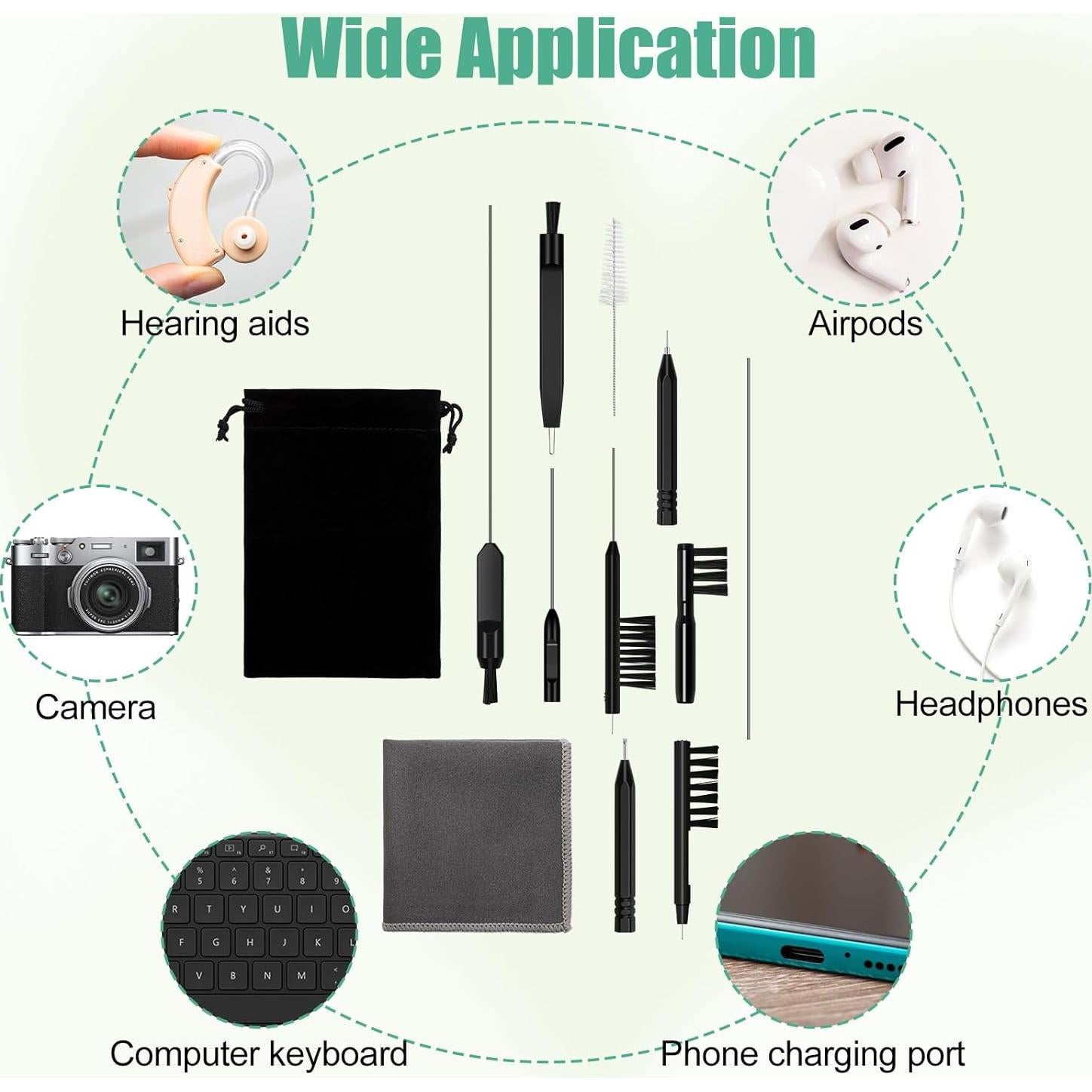 Kit de Limpieza para Audífonos Zhaoyao 12 Piezas con Bolsa