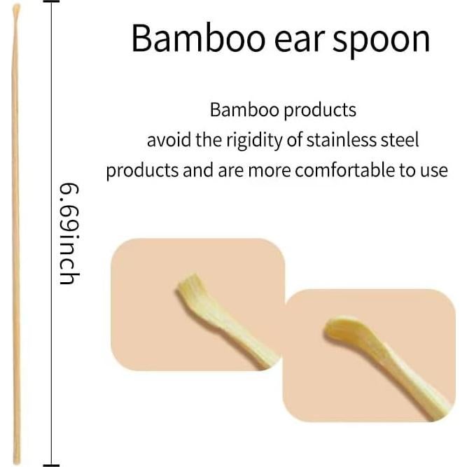 Set de 7 Cucharas de Bambú para Limpiar Oídos Adultos y Niños