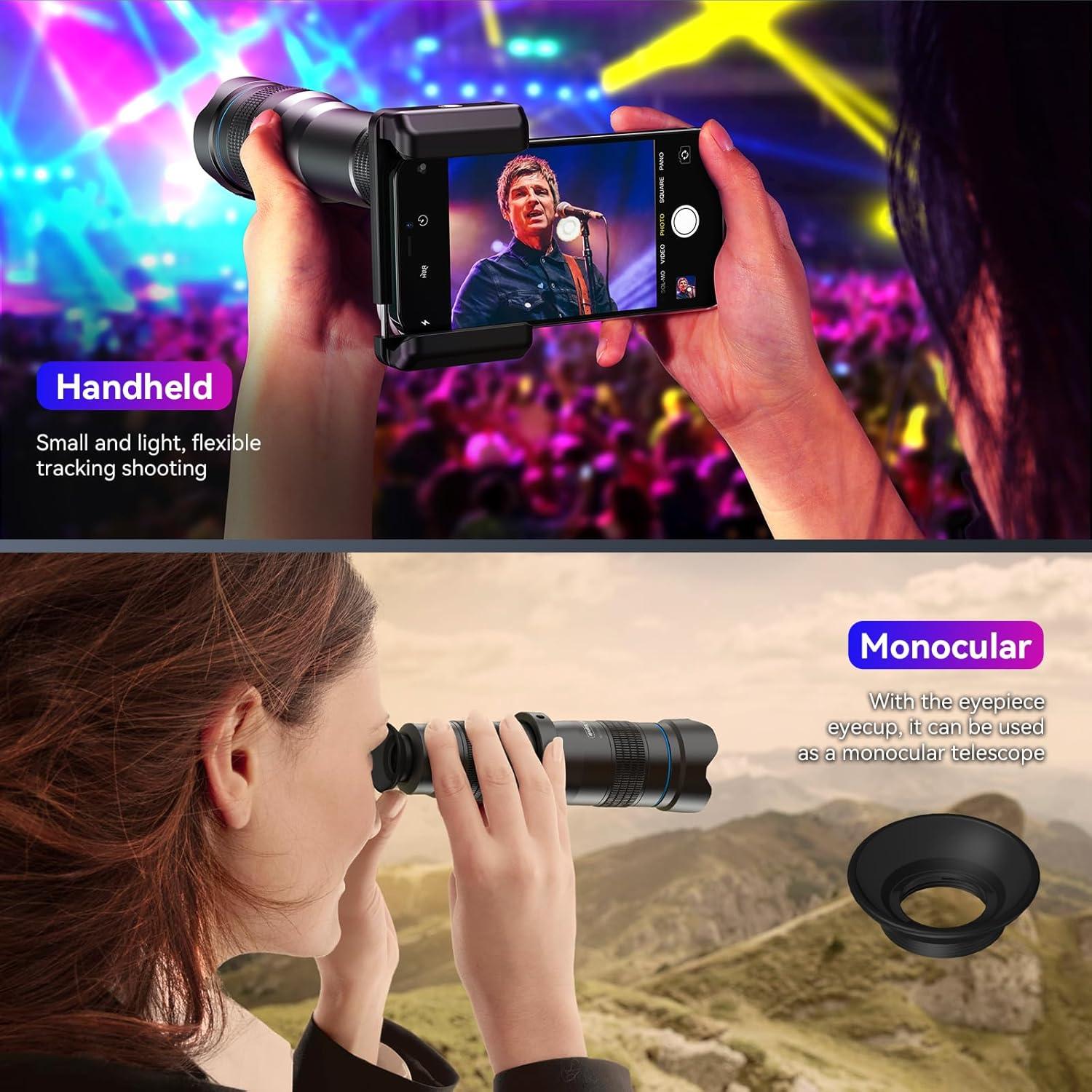 Lente Telefoto HD 36X APEXEL para Smartphone con Trípode