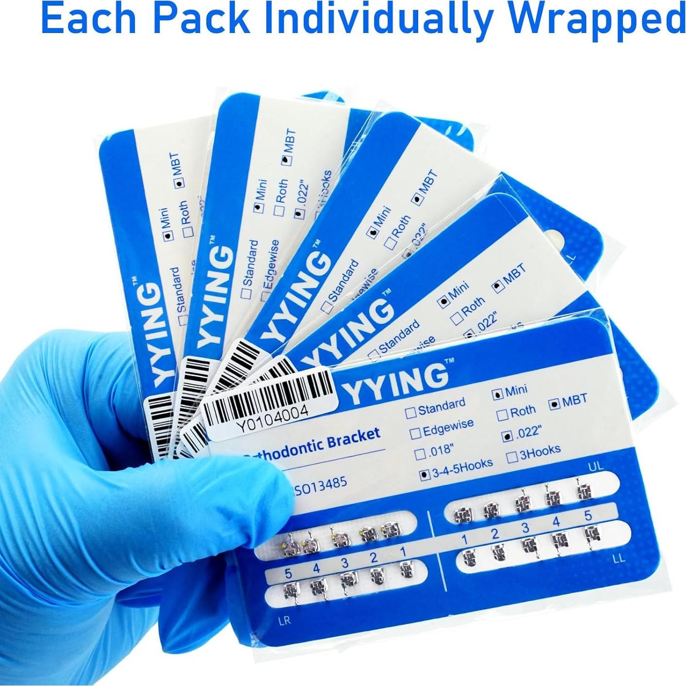 5 Paquetes de Brackets Metálicos Ortodónticos YYING Mini MBT Slot.022