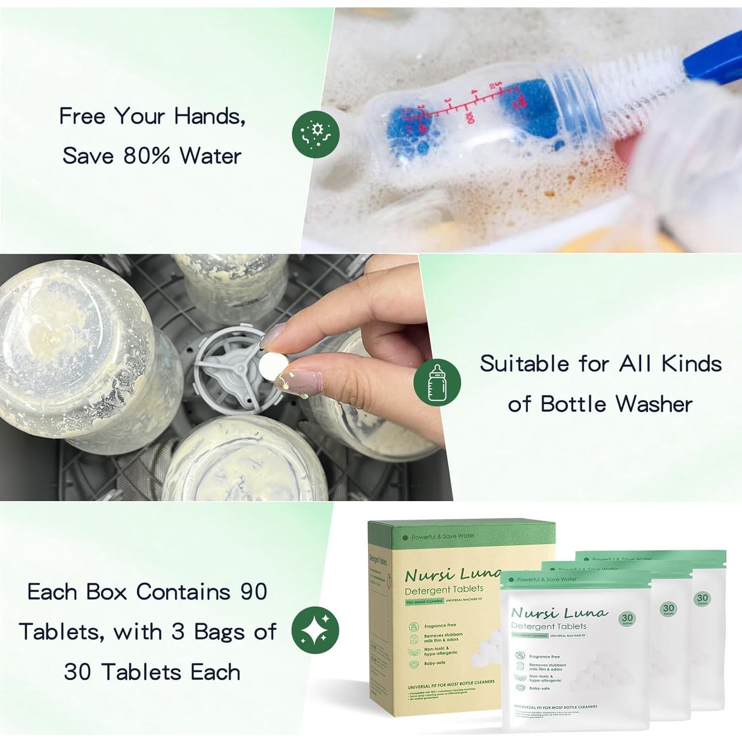 Tabletas de detergente Nursi Luna para biberones, 90 unidades