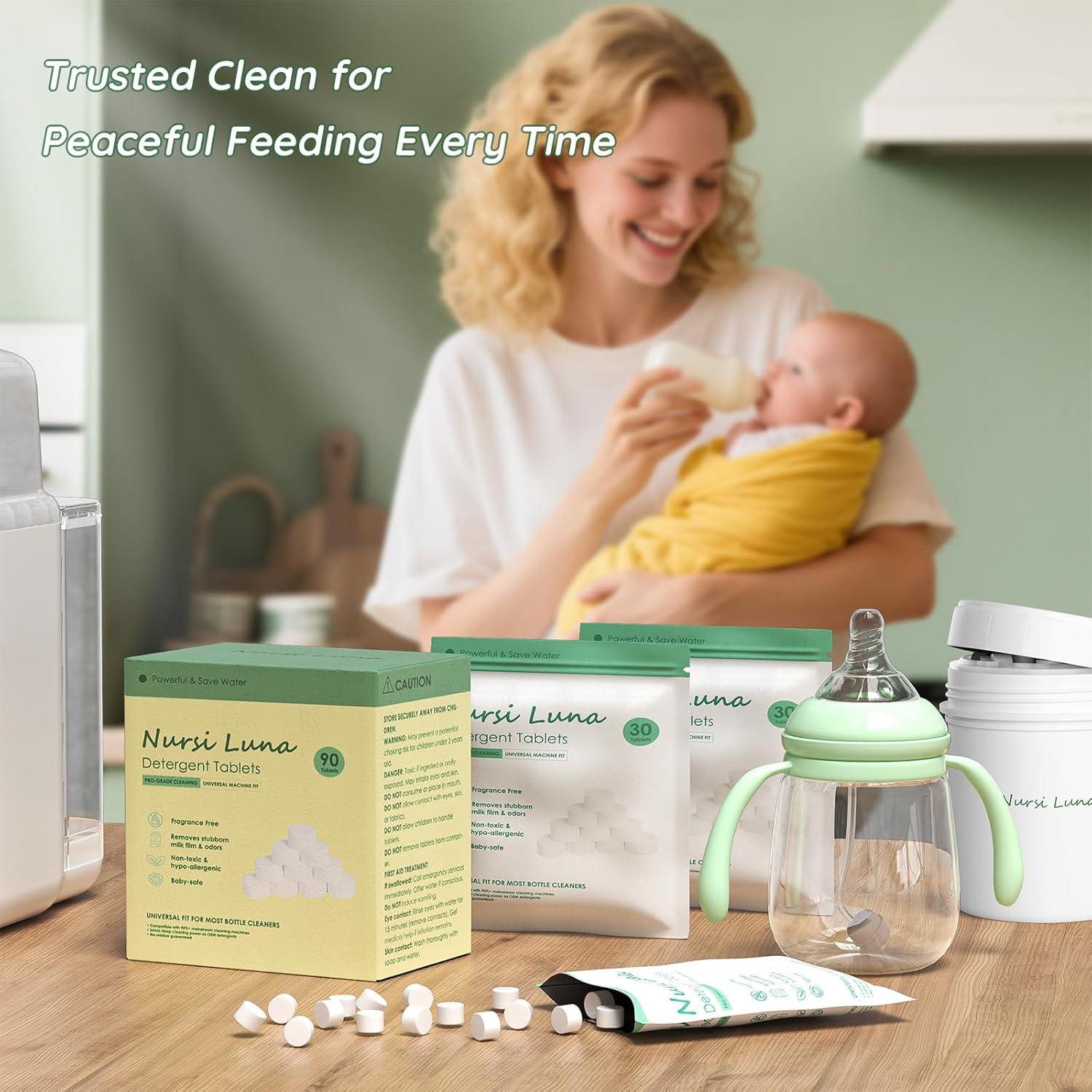 Tabletas de detergente Nursi Luna para biberones, 90 unidades