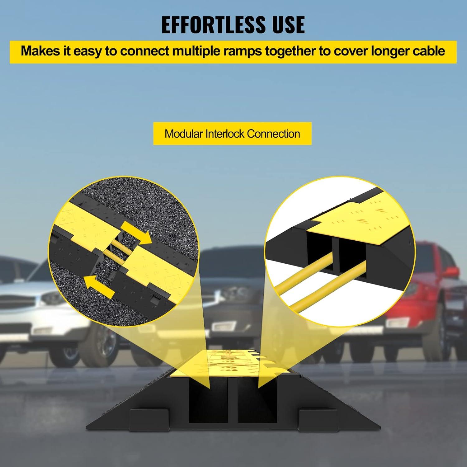 Rampas de Protección de Cables VEVOR 5 Paquetes 2 Canales 4989 kg