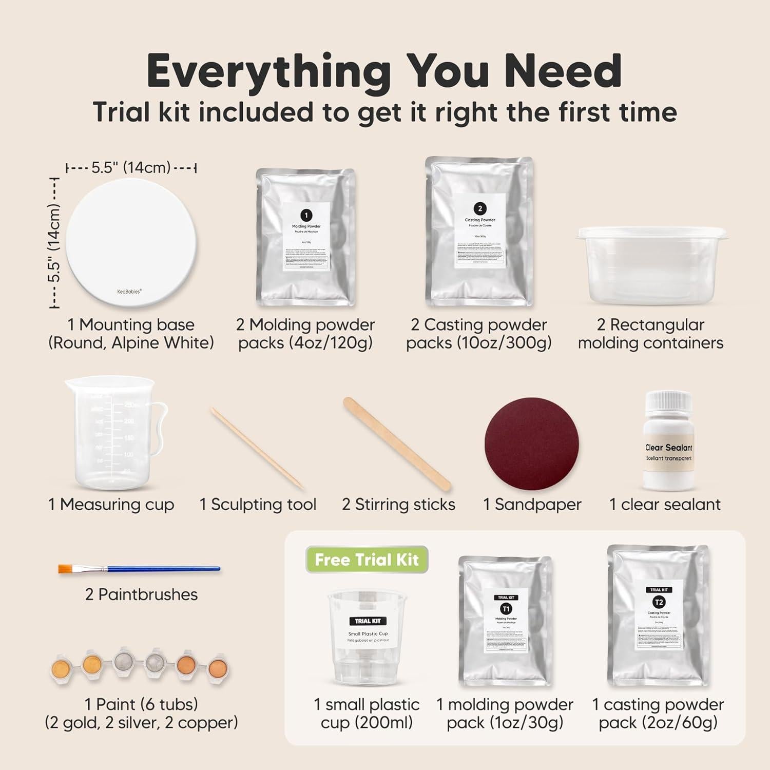 Kit de Moldeo de Manos y Pies KeaBabies - Recuerdo 3D Bebé