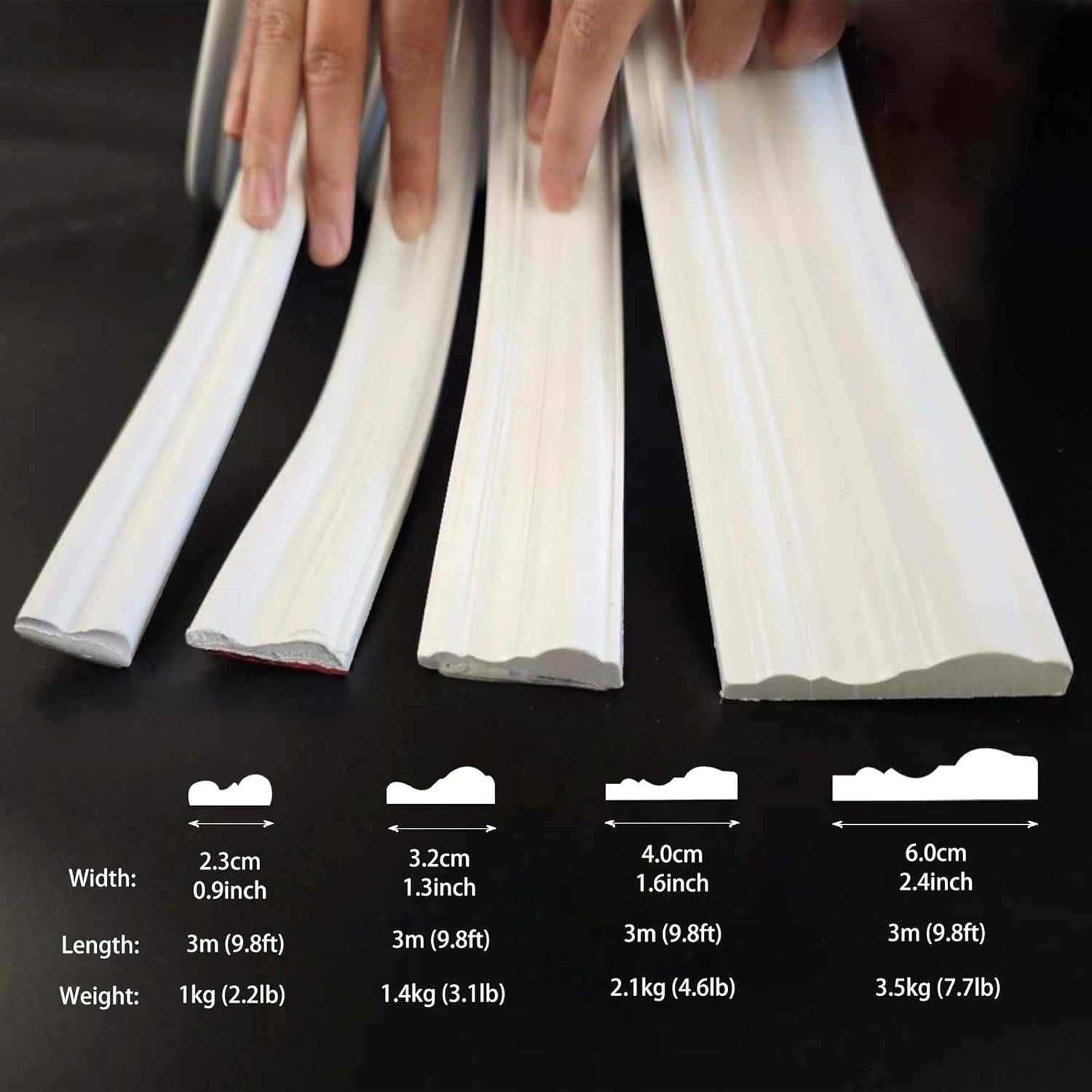 Moldura Autoadhesiva Trimold 3m x 23mm PVC Blanco Decorativa