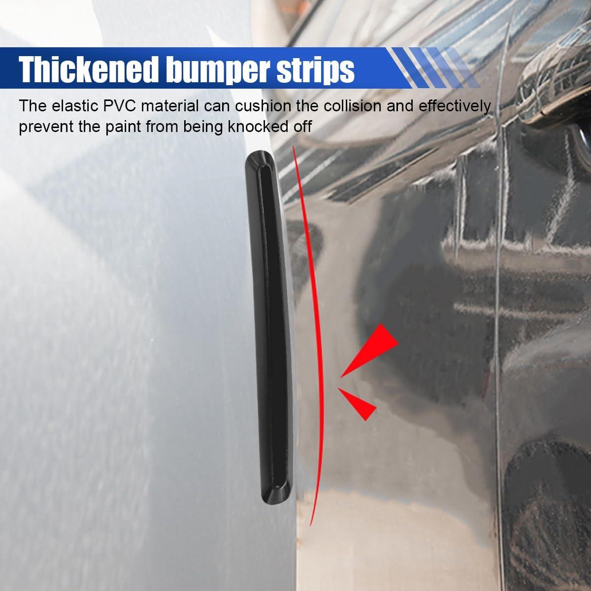 4PCS Car Side Door Edge Guards – Silicone Anti-Scratch&Anti-Collision Car Door Protector Trim Strips with Self-Adhesive – Universal Auto Body Bumper Protector for Cars SUVs Trucks Sedans (Black)