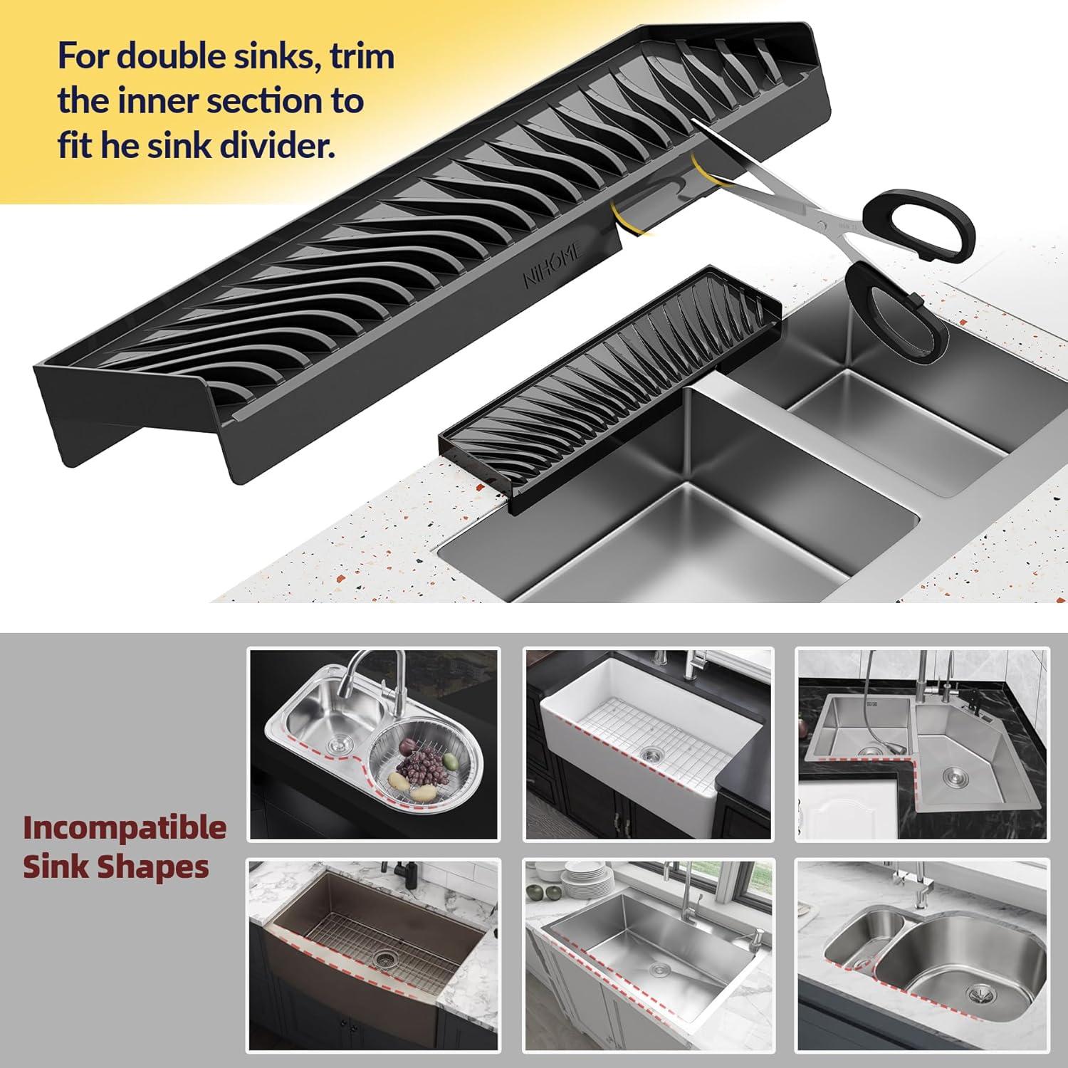 Protector de Borde de Fregadero Silicona NiHome Negro 8-10 cm