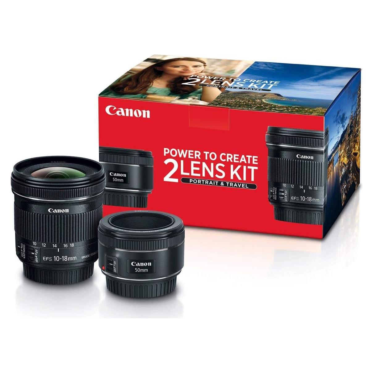 Kit de 2 Lentes Canon EF 50mm f/1.8 y 10-18mm para Viajes
