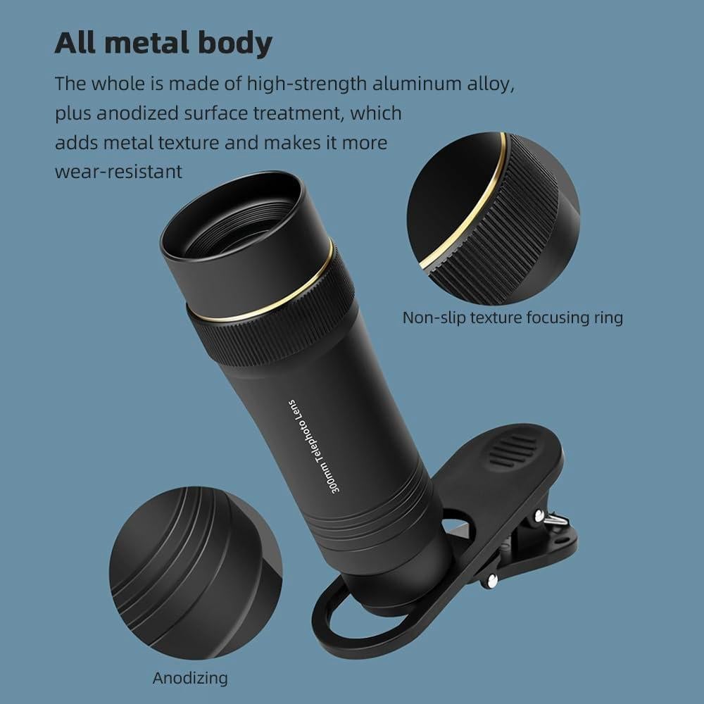 Lente Telefoto Andoer 300mm para Smartphone Zoom 10X