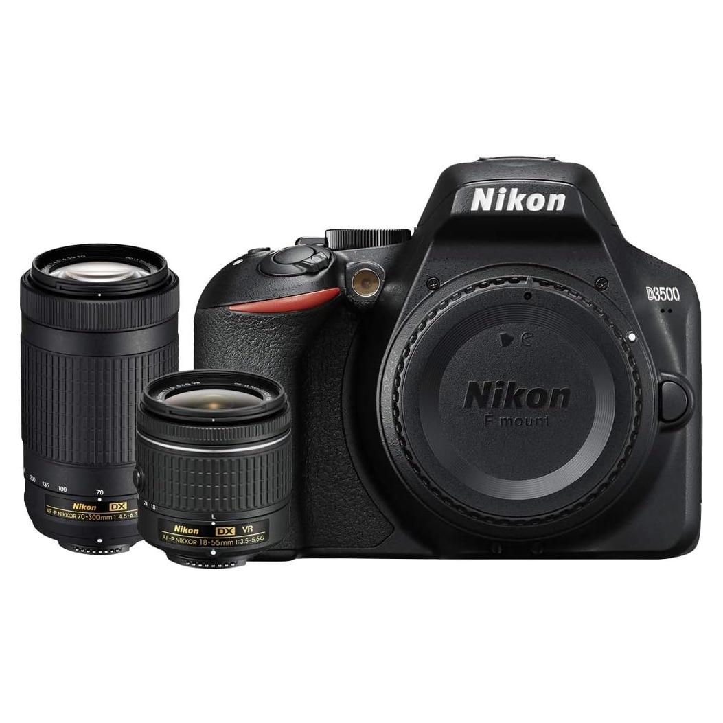 Cámara DSLR Nikon D3500 24.2MP con 2 Lentes AF-P 18-55mm y 70-300mm