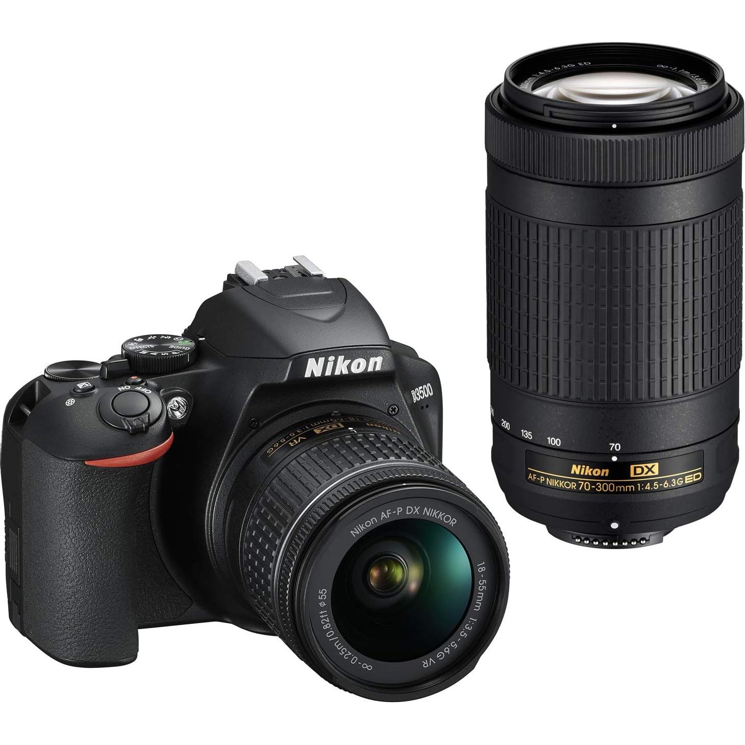 Cámara DSLR Nikon D3500 24.2MP con 2 Lentes AF-P 18-55mm y 70-300mm