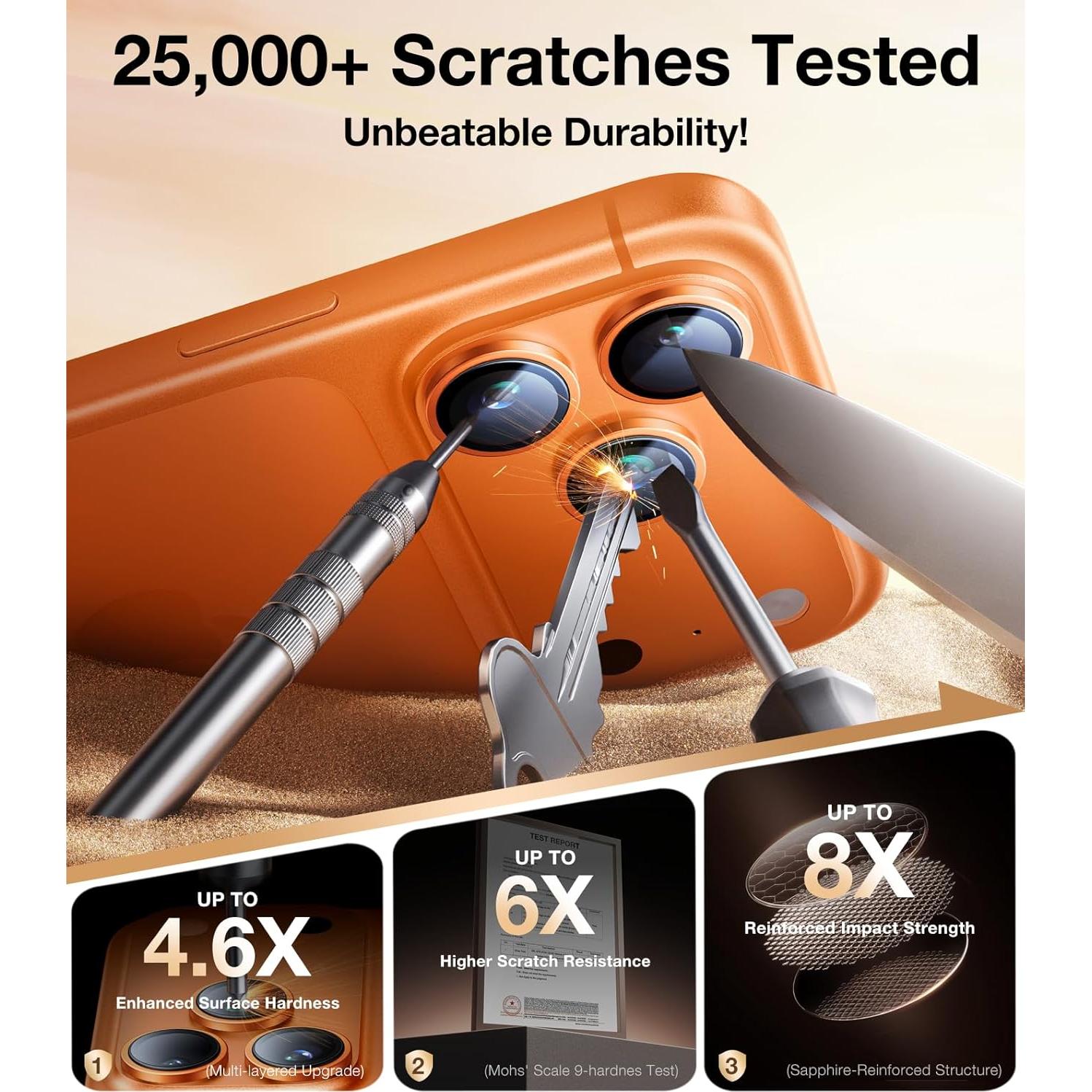 Protector de Lente de Cámara UltraGlass 9H+ para iPhone 17 Pro Max/Pro - Naranja Cósmico