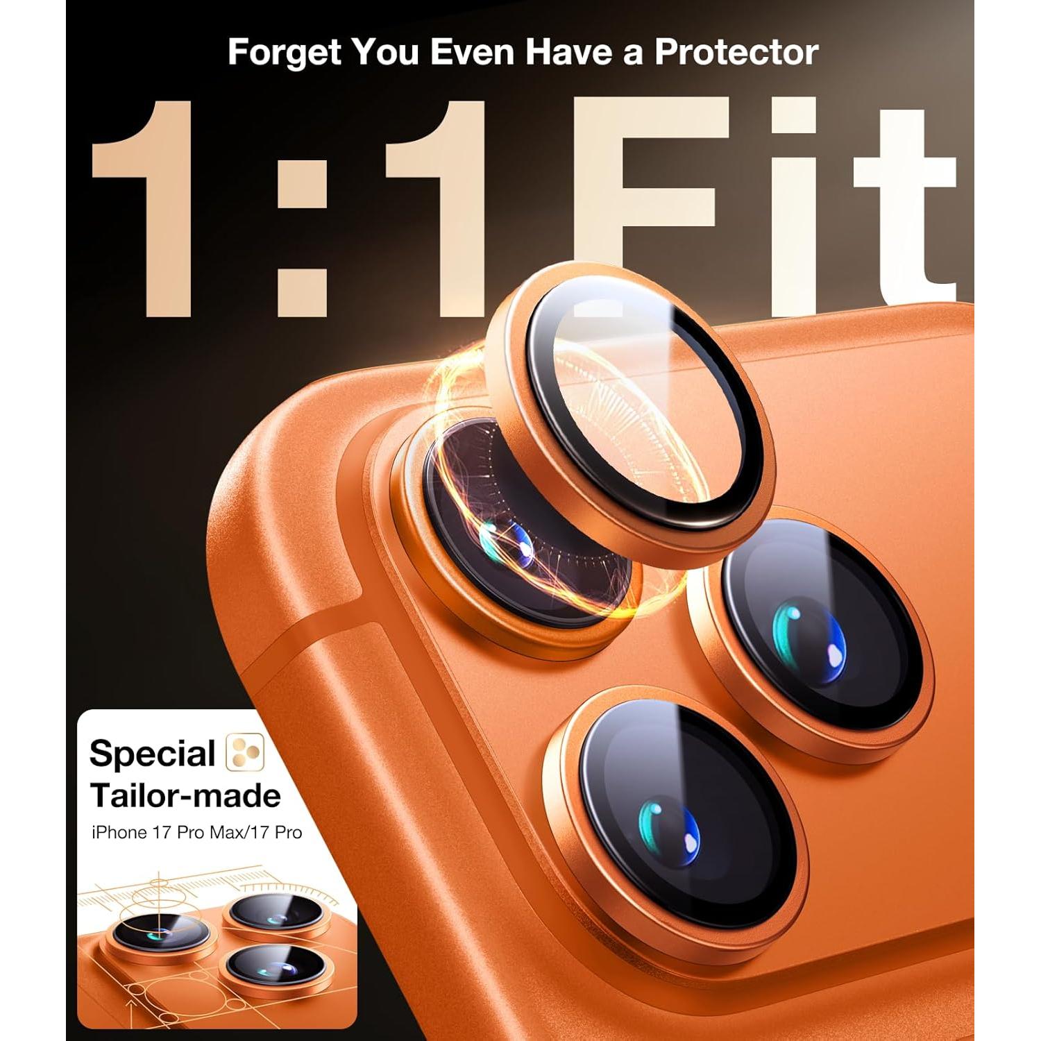 Protector de Lente de Cámara UltraGlass 9H+ para iPhone 17 Pro Max/Pro - Naranja Cósmico