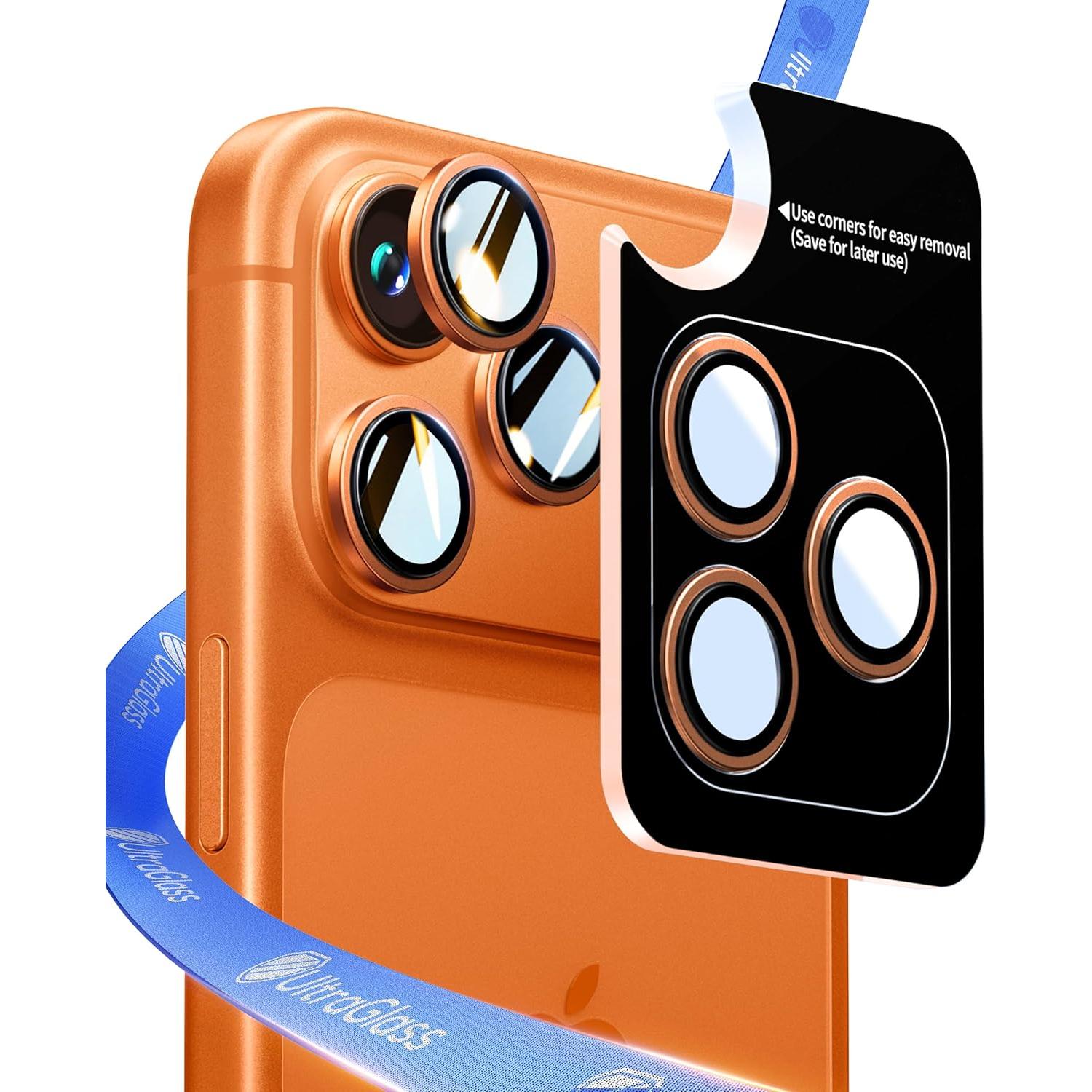 Protector de Lente de Cámara UltraGlass 9H+ para iPhone 17 Pro Max/Pro - Naranja Cósmico