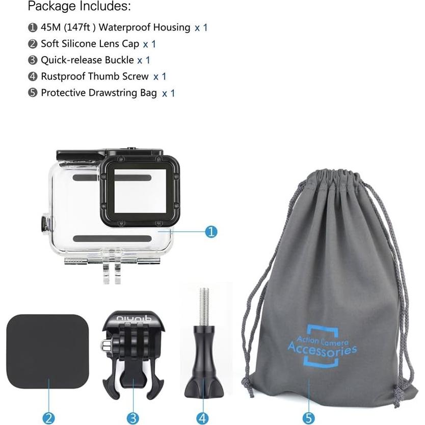 Funda Impermeable para GoPro Hero 5/6/7 - Hasta 45m - QiuNiu