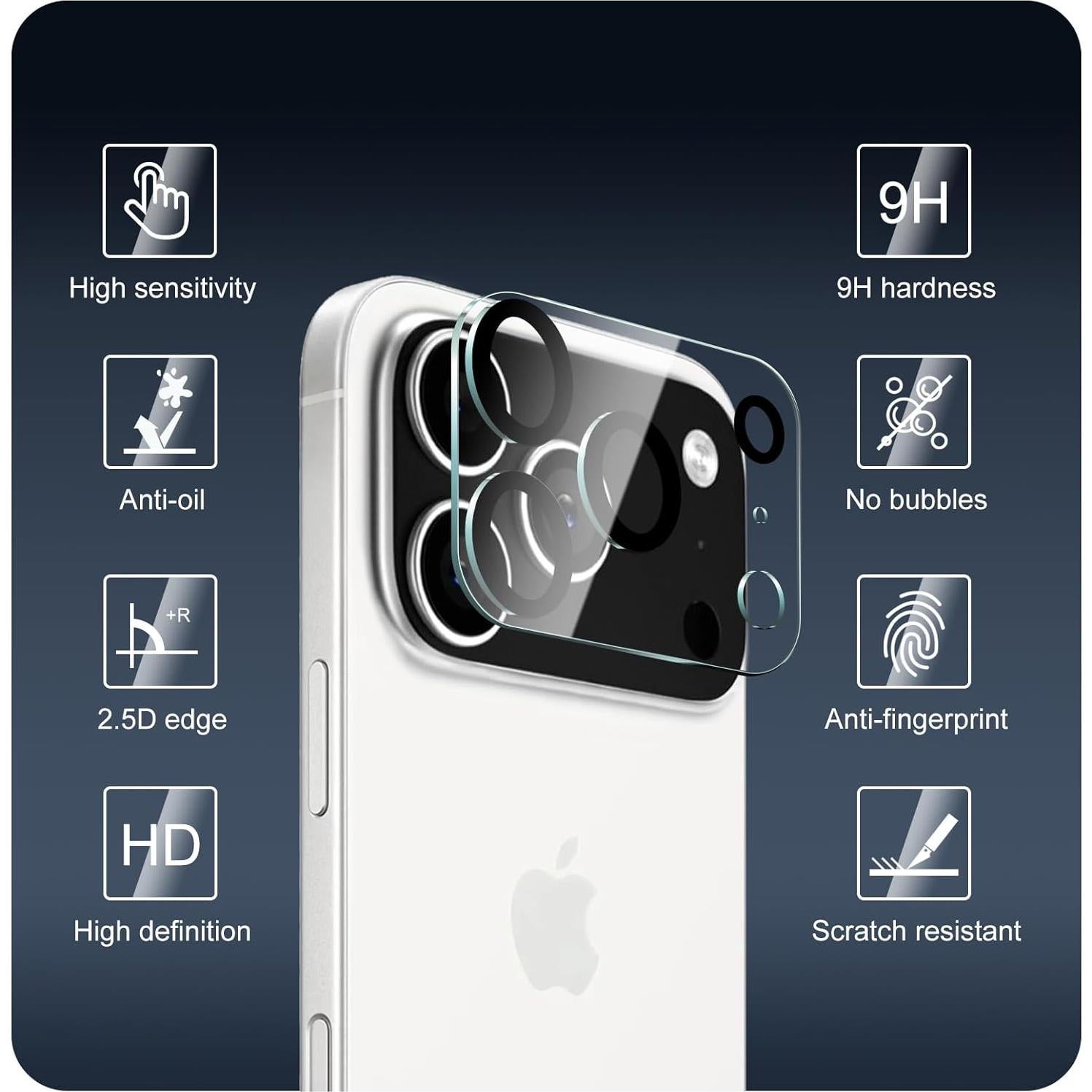 Protector de Lente de Cámara Fynorao para iPhone 17 Pro Max - 4 Piezas