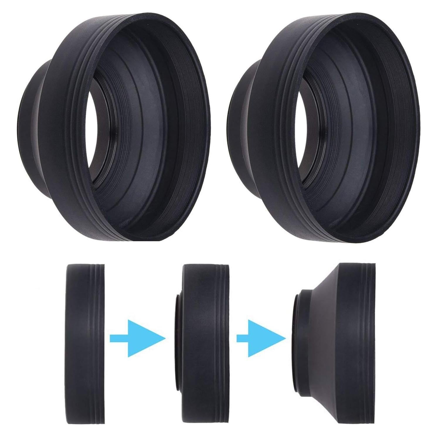 Capucha de Lente de Cámara Goma 77mm - Juego de 2 Colapsable